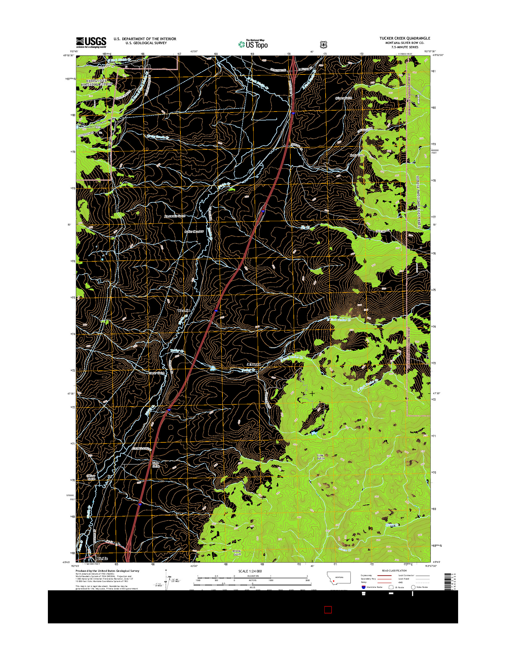 USGS US TOPO 7.5-MINUTE MAP FOR TUCKER CREEK, MT 2014