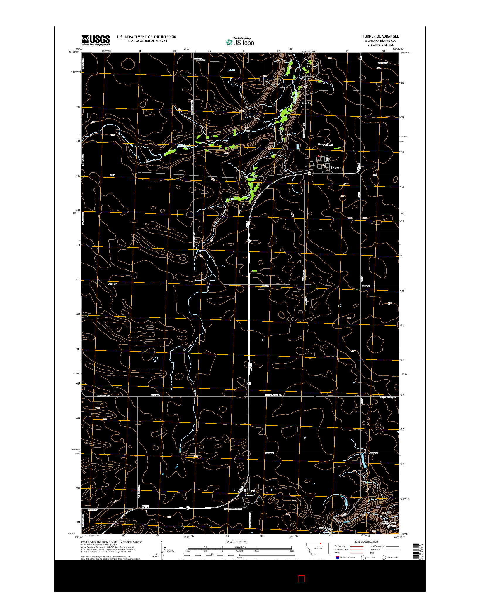 USGS US TOPO 7.5-MINUTE MAP FOR TURNER, MT 2014
