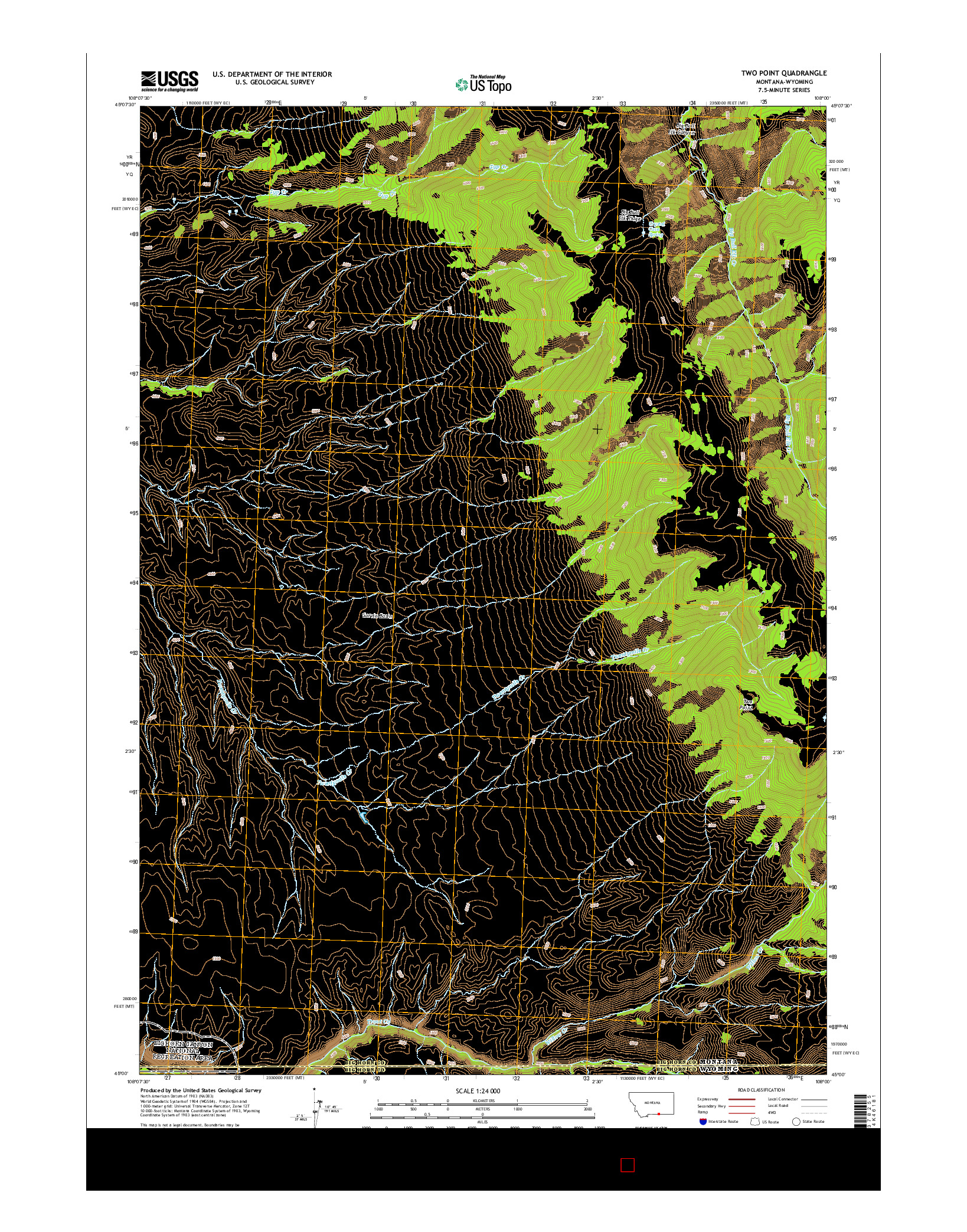 USGS US TOPO 7.5-MINUTE MAP FOR TWO POINT, MT-WY 2014