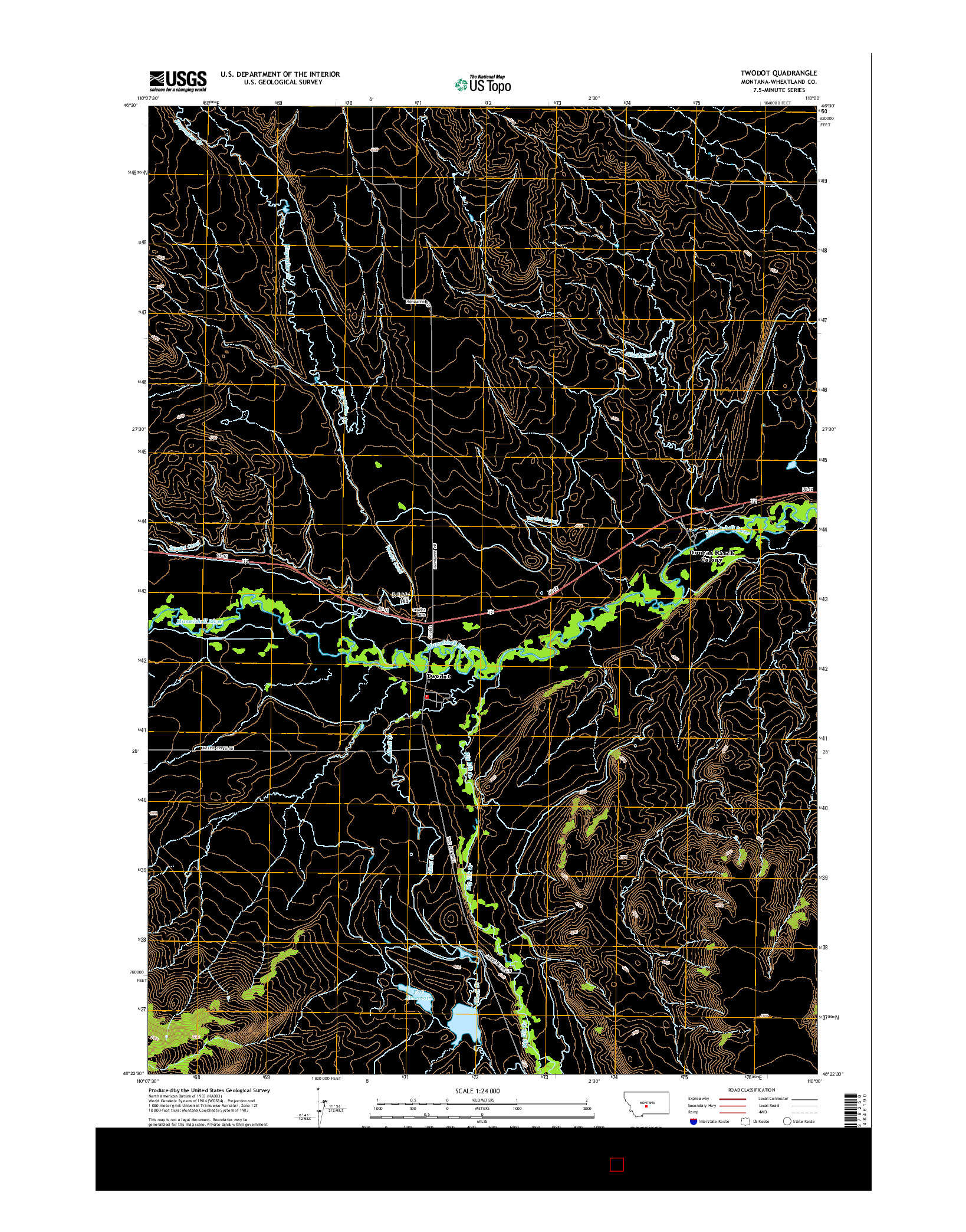 USGS US TOPO 7.5-MINUTE MAP FOR TWODOT, MT 2014