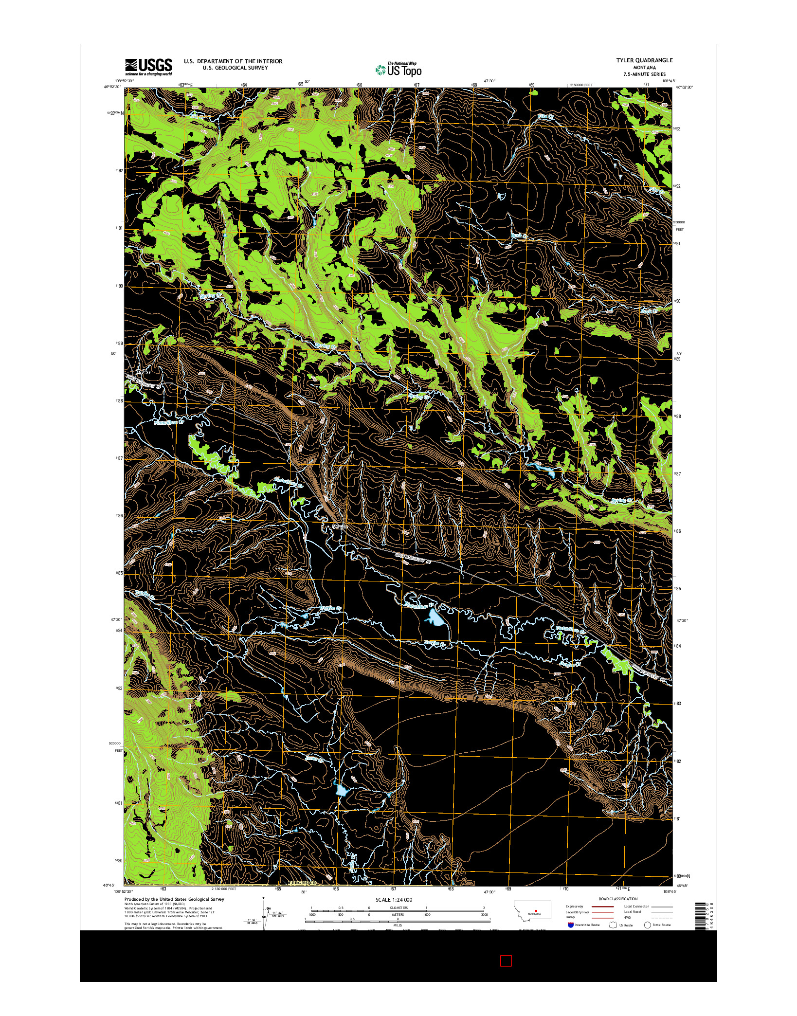 USGS US TOPO 7.5-MINUTE MAP FOR TYLER, MT 2014