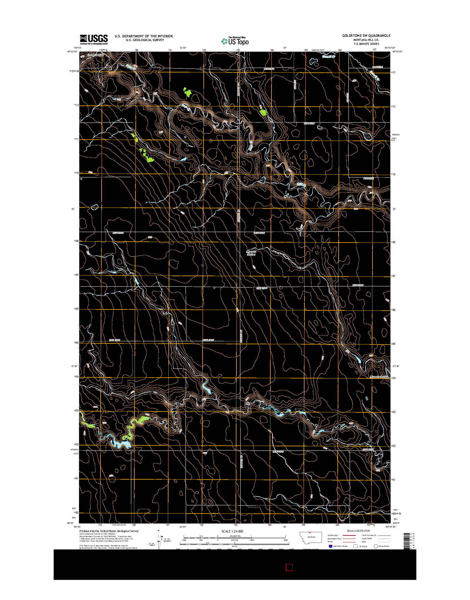 USGS US TOPO 7.5-MINUTE MAP FOR GOLDSTONE SW, MT 2014