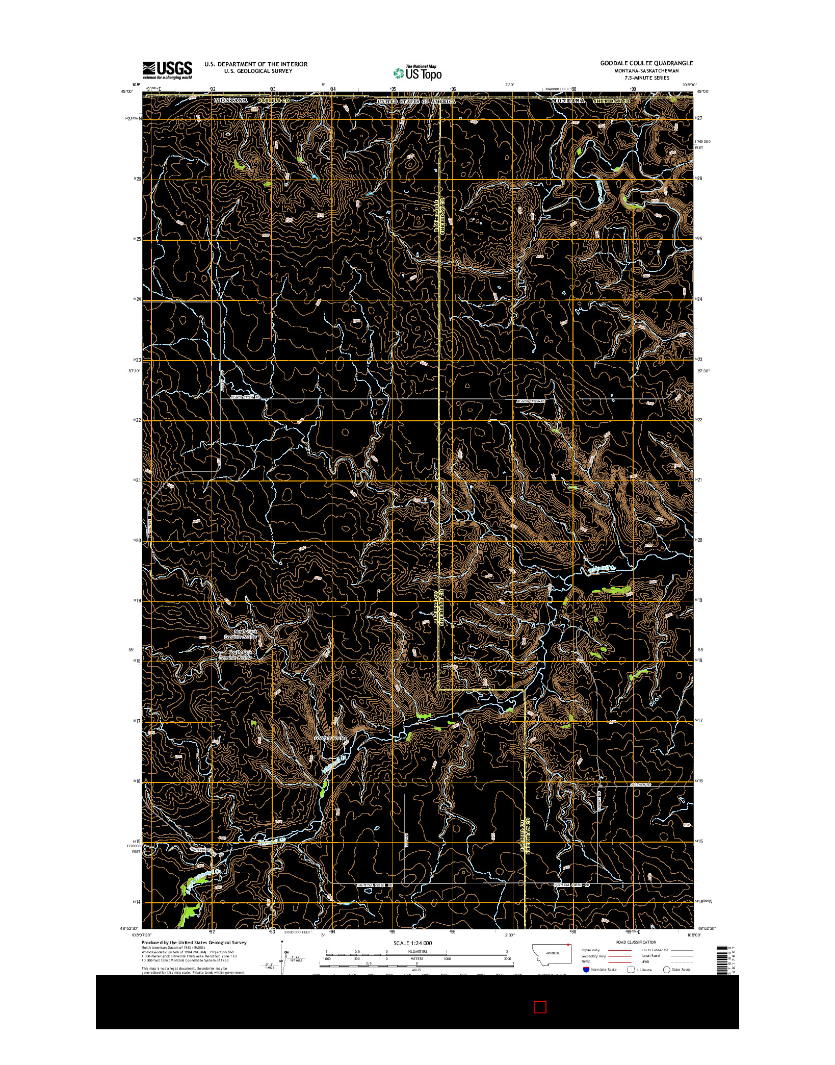 USGS US TOPO 7.5-MINUTE MAP FOR GOODALE COULEE, MT-SK 2014