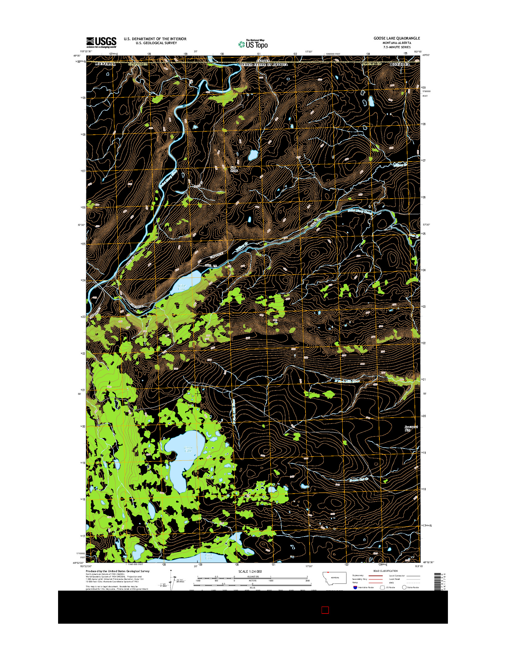 USGS US TOPO 7.5-MINUTE MAP FOR GOOSE LAKE, MT-AB 2014