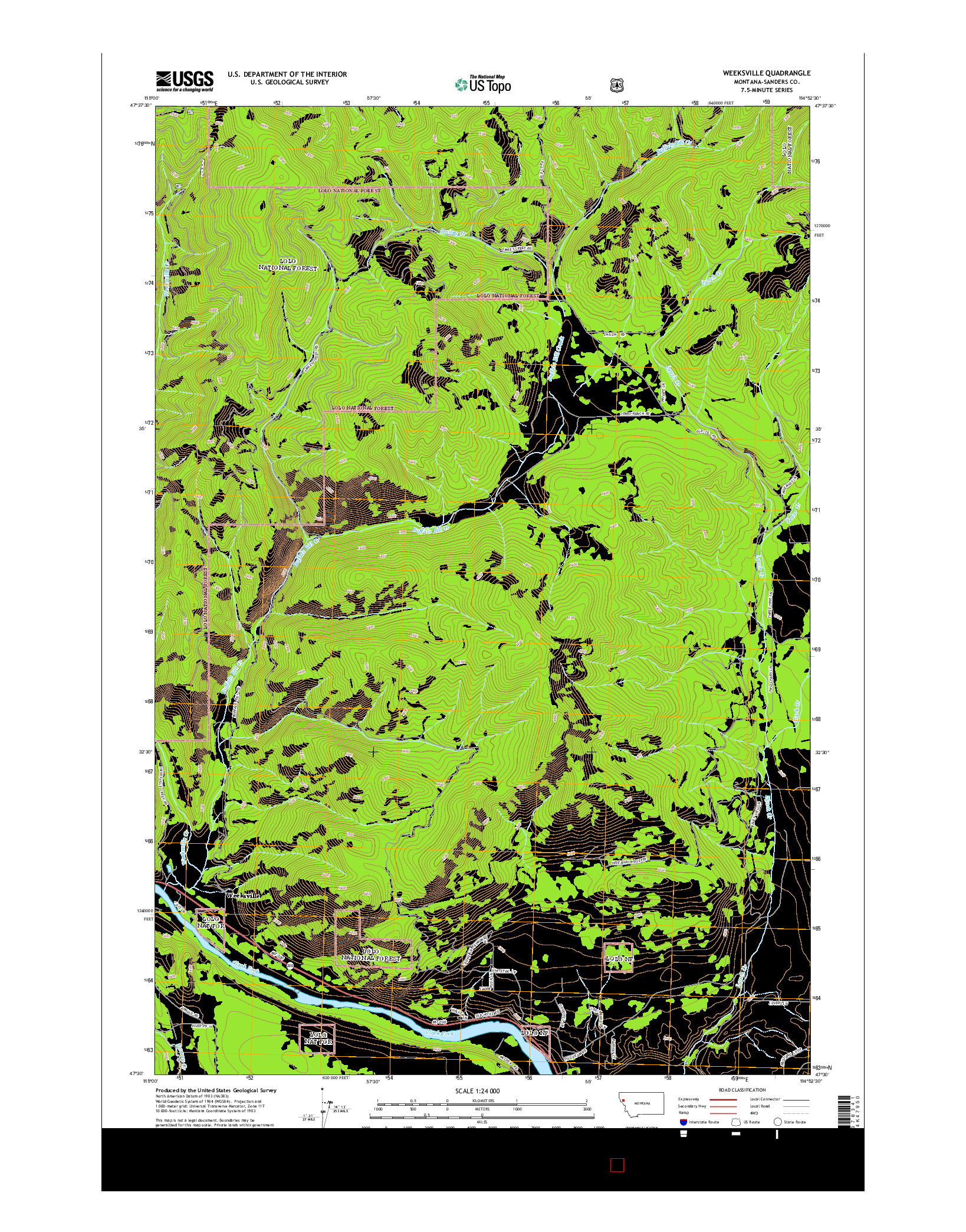 USGS US TOPO 7.5-MINUTE MAP FOR WEEKSVILLE, MT 2014