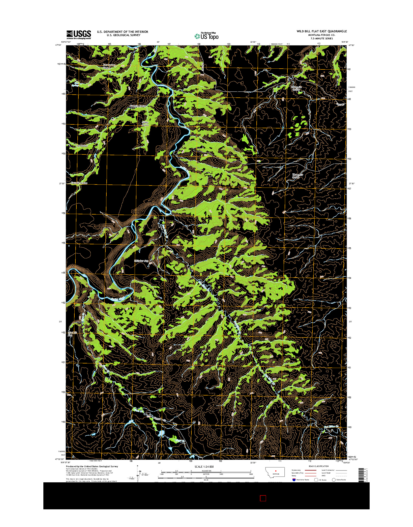 USGS US TOPO 7.5-MINUTE MAP FOR WILD BILL FLAT EAST, MT 2014