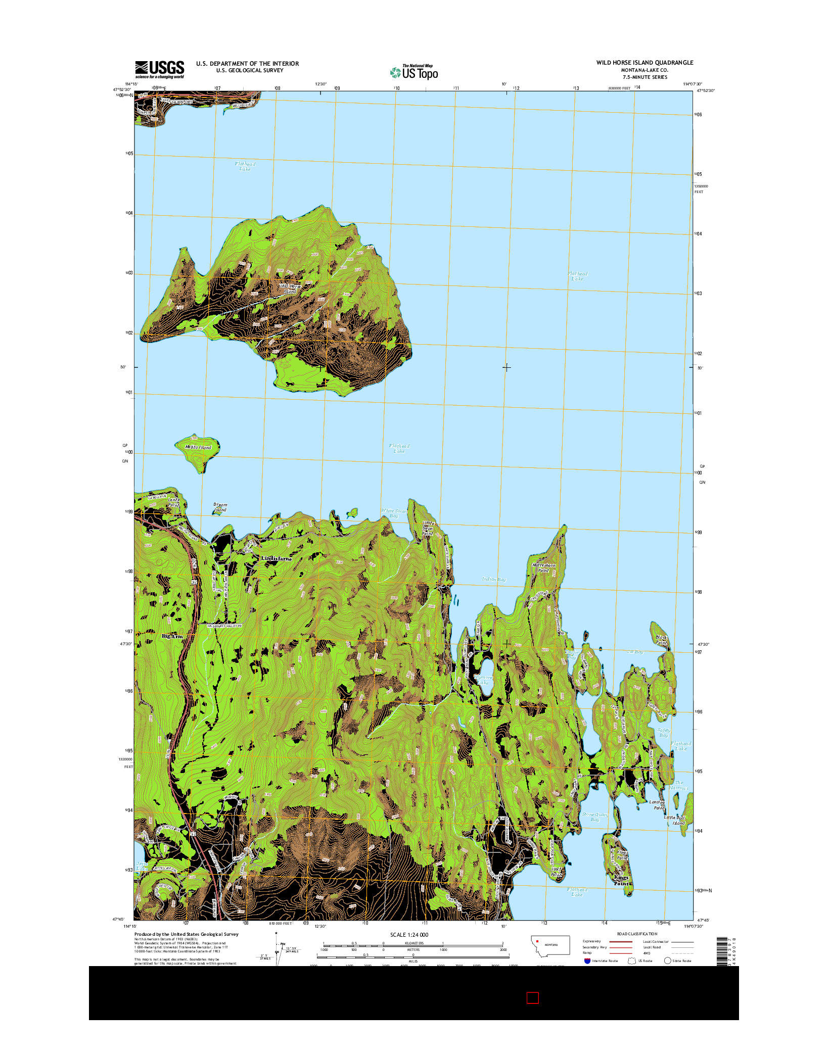 USGS US TOPO 7.5-MINUTE MAP FOR WILD HORSE ISLAND, MT 2014