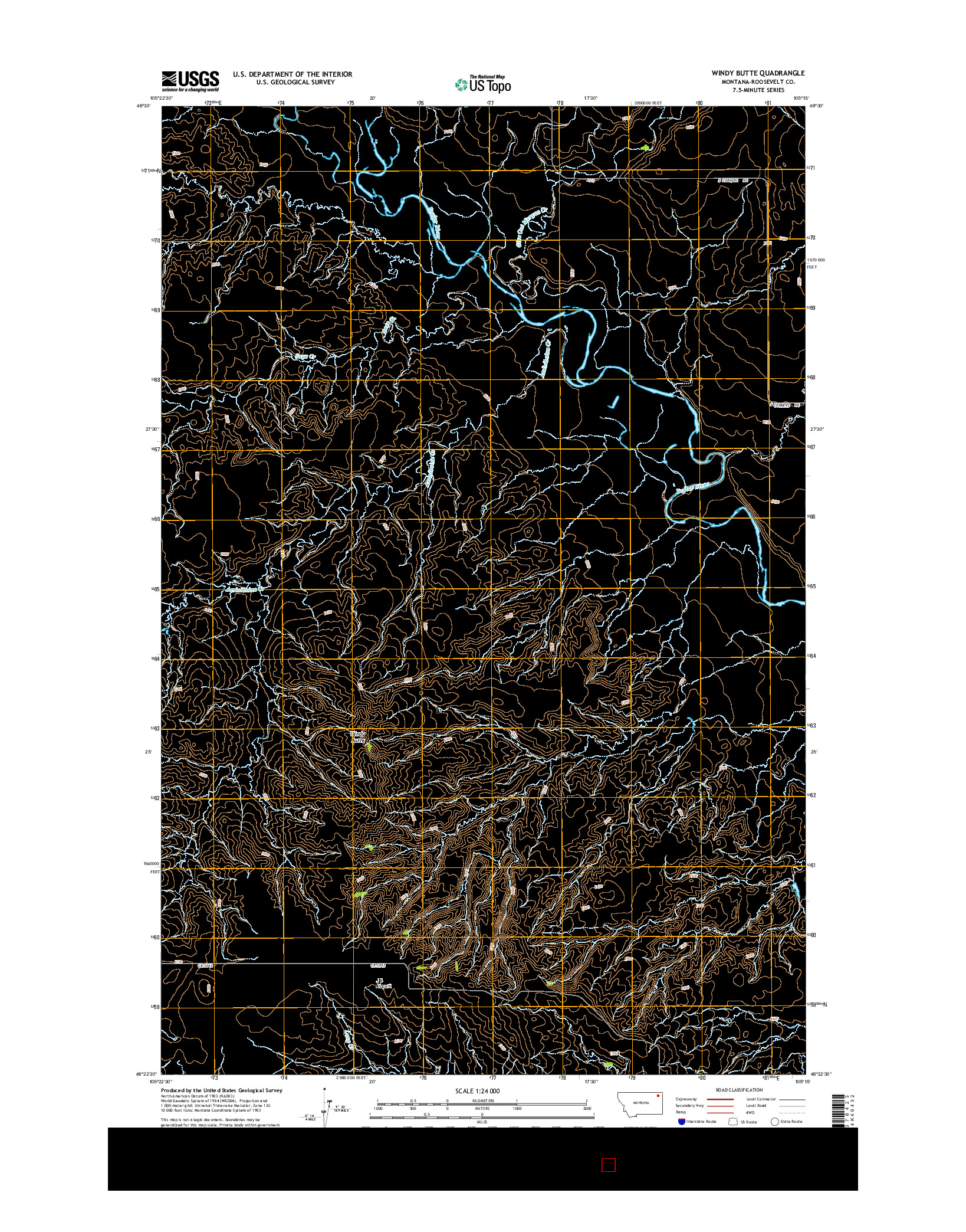 USGS US TOPO 7.5-MINUTE MAP FOR WINDY BUTTE, MT 2014