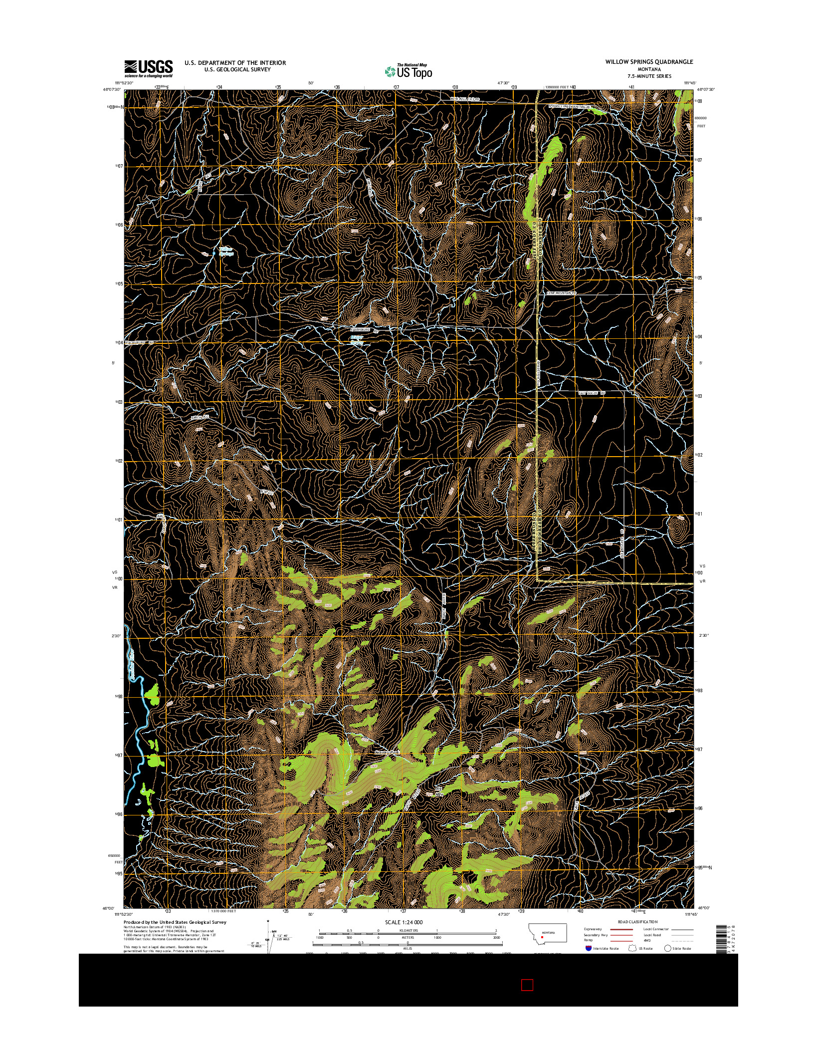 USGS US TOPO 7.5-MINUTE MAP FOR WILLOW SPRINGS, MT 2014