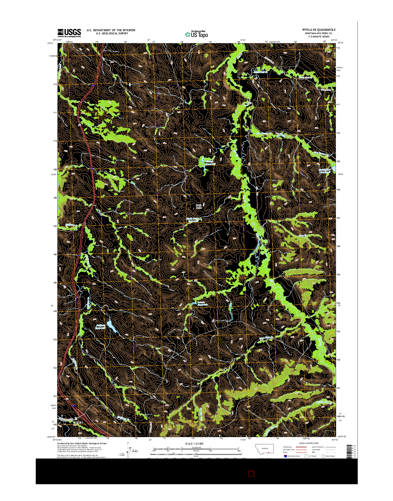 USGS US TOPO 7.5-MINUTE MAP FOR WYOLA NE, MT 2014