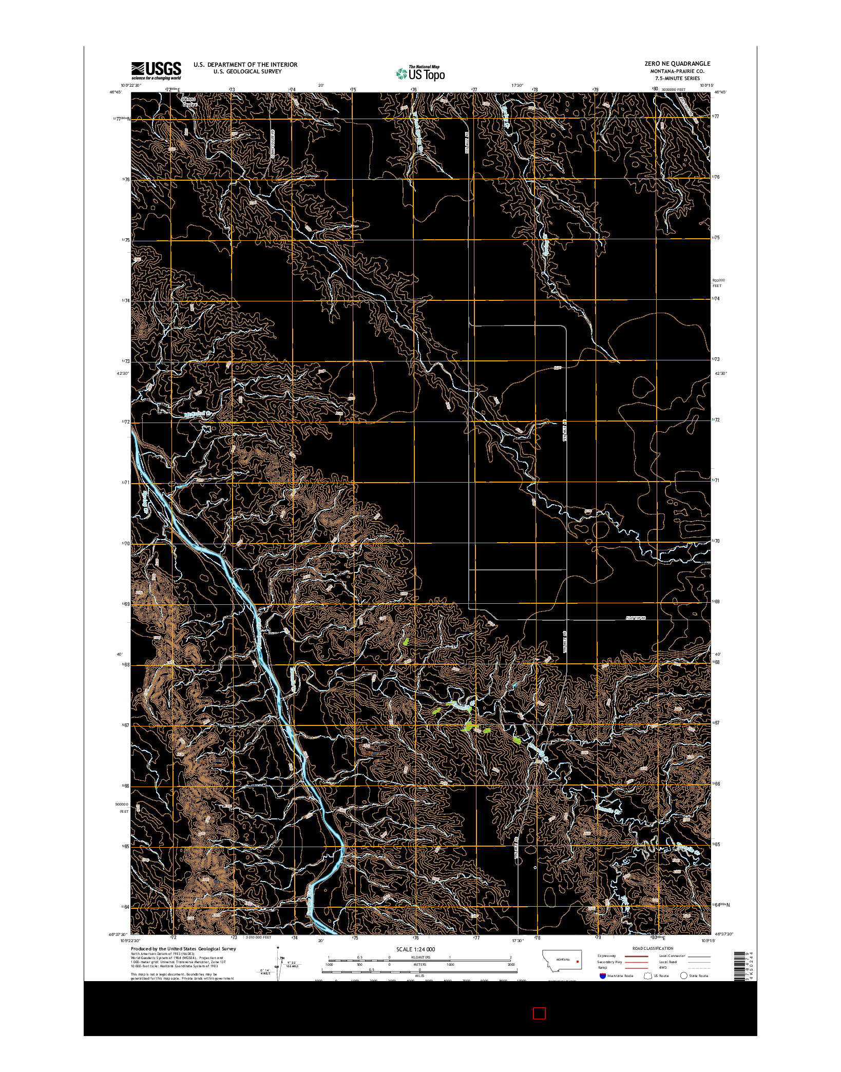 USGS US TOPO 7.5-MINUTE MAP FOR ZERO NE, MT 2014