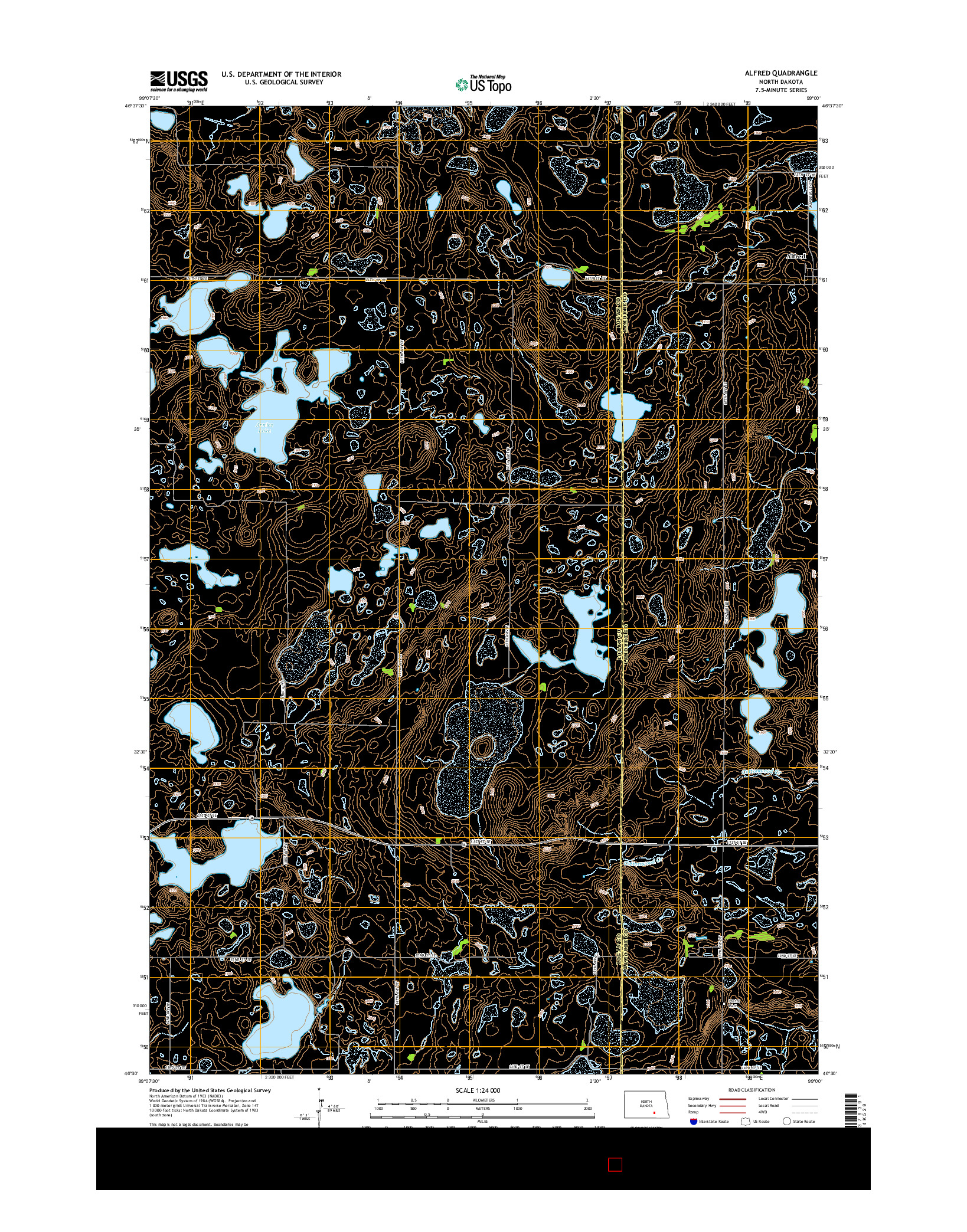 USGS US TOPO 7.5-MINUTE MAP FOR ALFRED, ND 2014