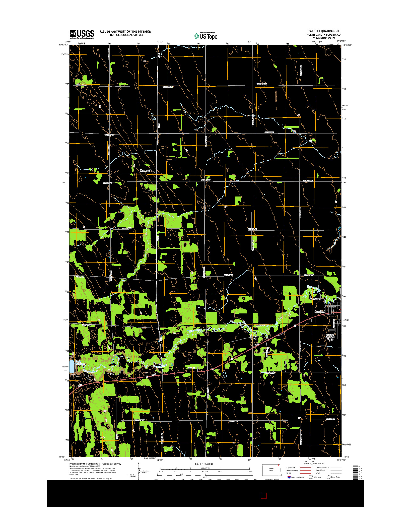 USGS US TOPO 7.5-MINUTE MAP FOR BACKOO, ND 2014
