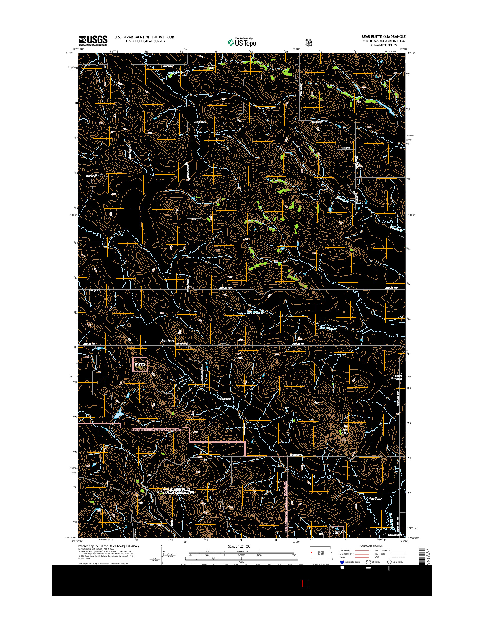 USGS US TOPO 7.5-MINUTE MAP FOR BEAR BUTTE, ND 2014