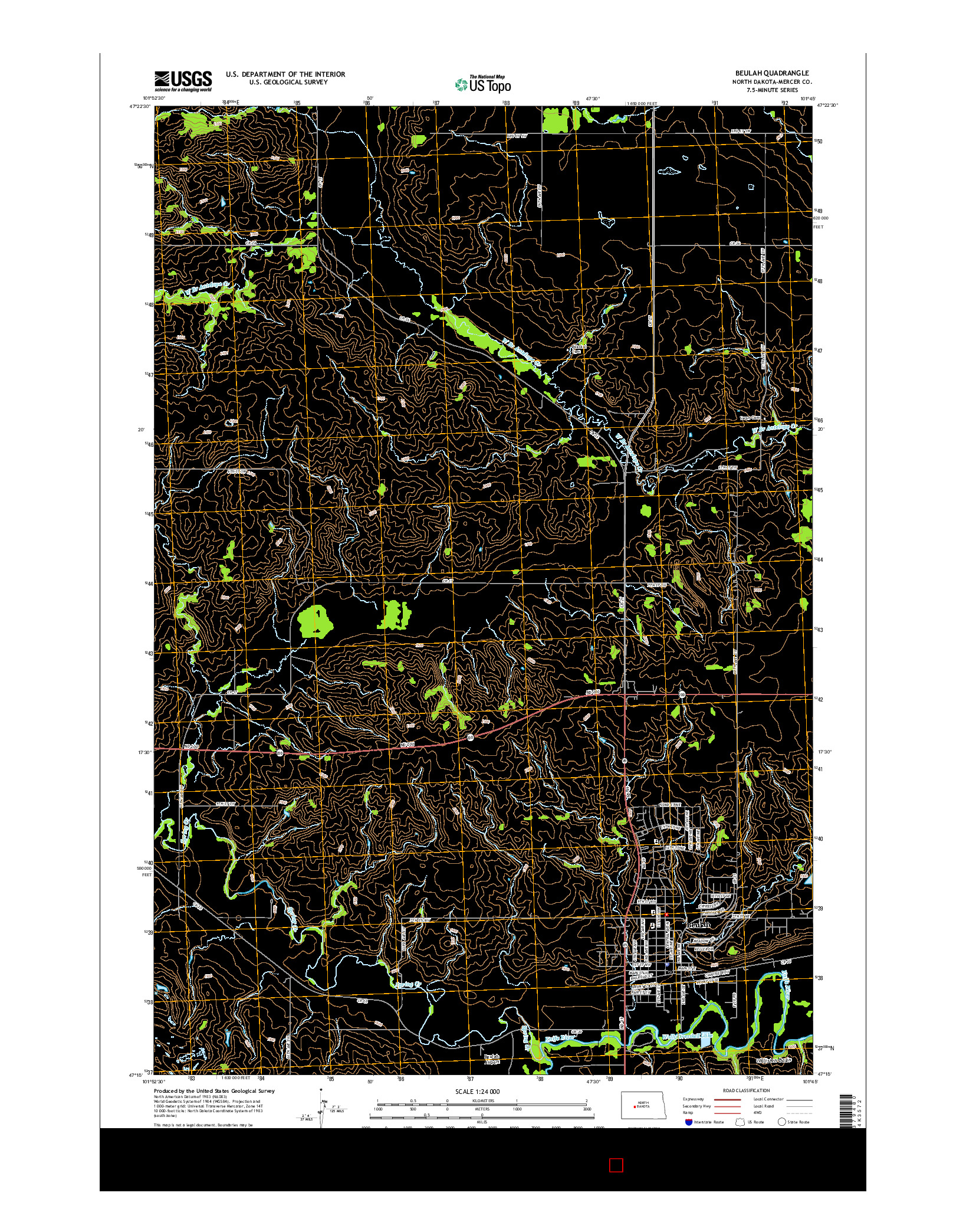 USGS US TOPO 7.5-MINUTE MAP FOR BEULAH, ND 2014