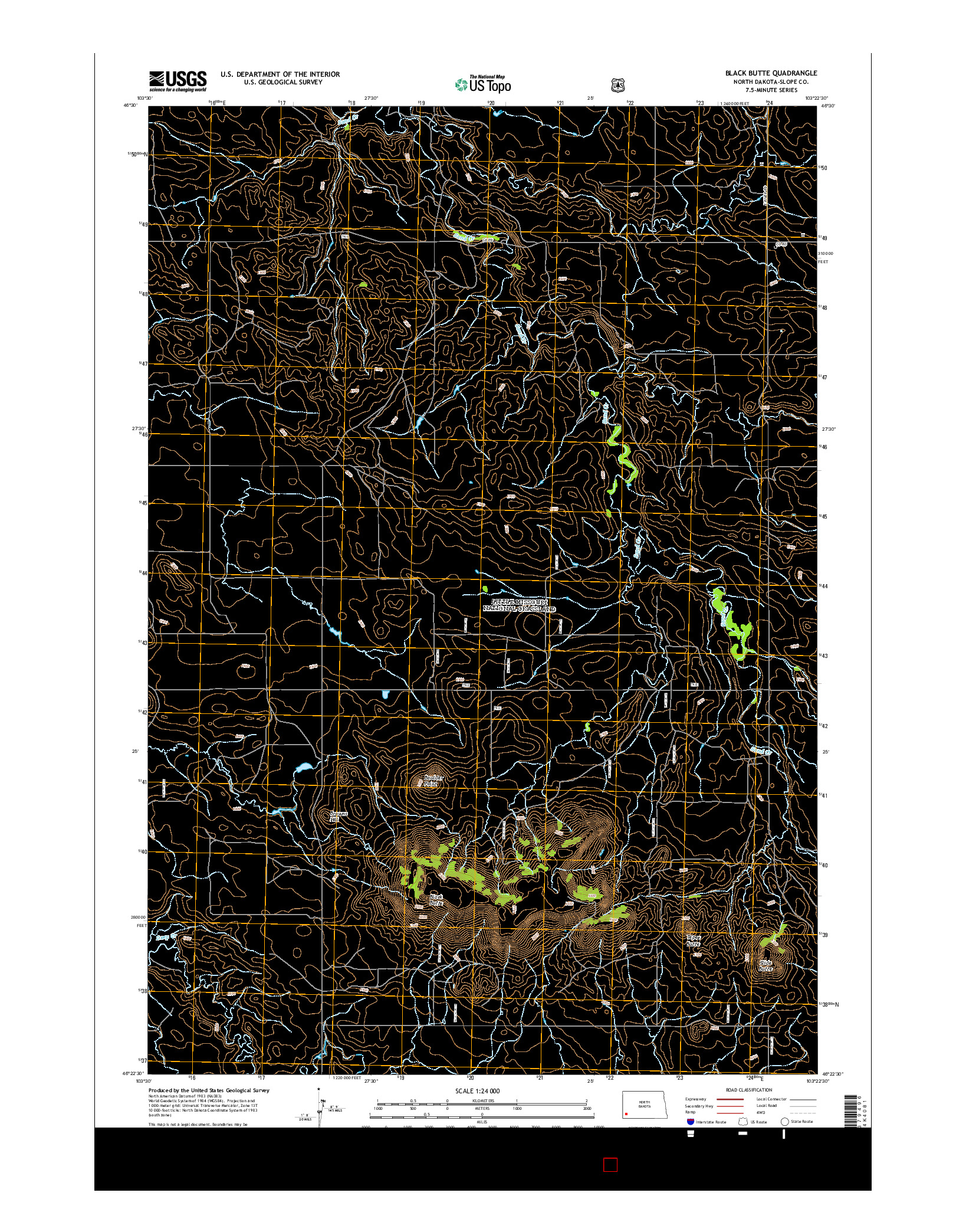 USGS US TOPO 7.5-MINUTE MAP FOR BLACK BUTTE, ND 2014