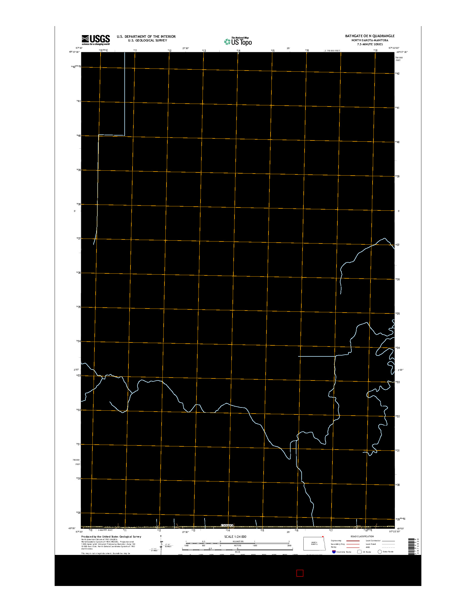 USGS US TOPO 7.5-MINUTE MAP FOR BATHGATE OE N, ND-MB 2014