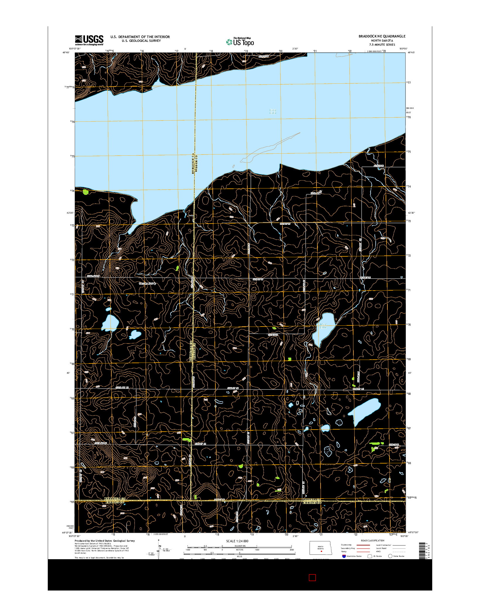 USGS US TOPO 7.5-MINUTE MAP FOR BRADDOCK NE, ND 2014