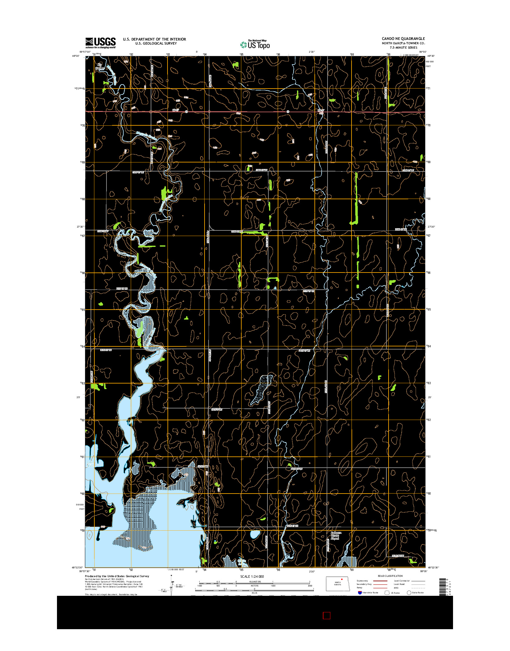 USGS US TOPO 7.5-MINUTE MAP FOR CANDO NE, ND 2014