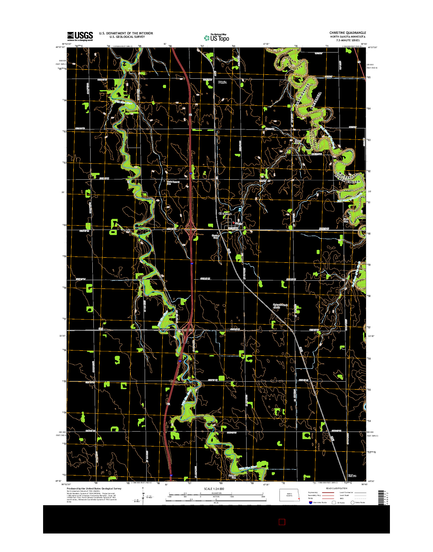 USGS US TOPO 7.5-MINUTE MAP FOR CHRISTINE, ND-MN 2014