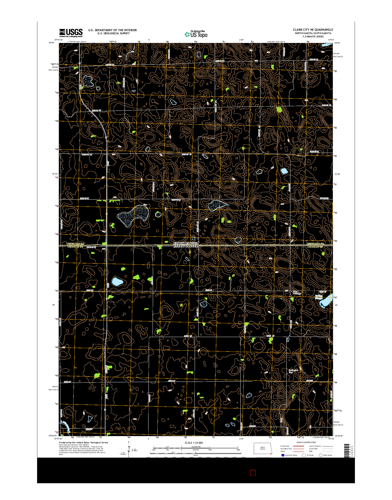 USGS US TOPO 7.5-MINUTE MAP FOR CLAIRE CITY NE, ND-SD 2014