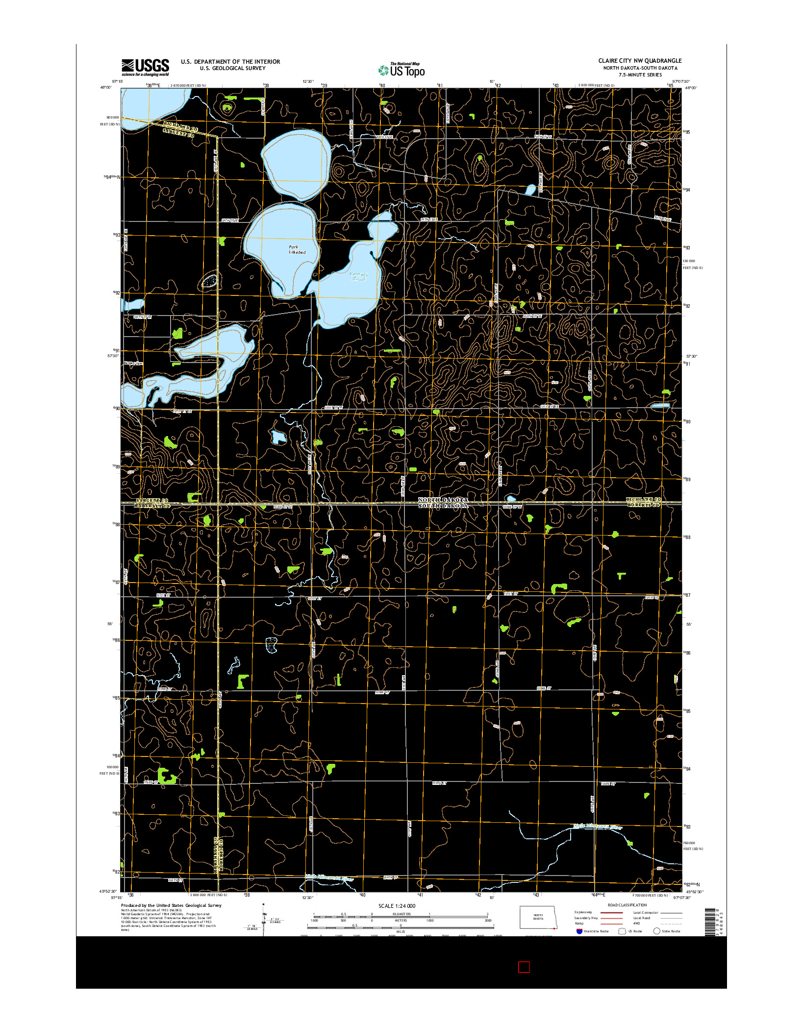 USGS US TOPO 7.5-MINUTE MAP FOR CLAIRE CITY NW, ND-SD 2014