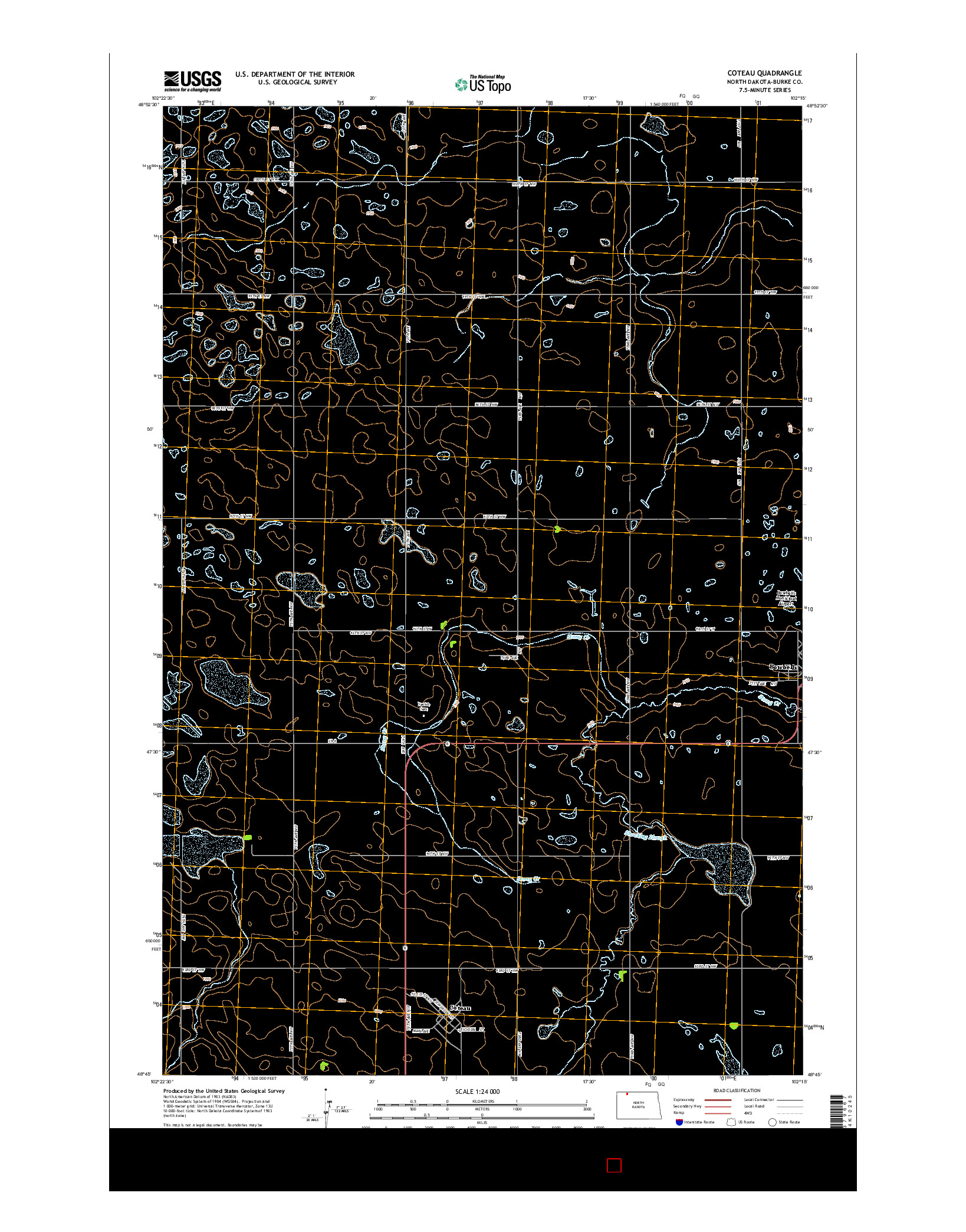 USGS US TOPO 7.5-MINUTE MAP FOR COTEAU, ND 2014