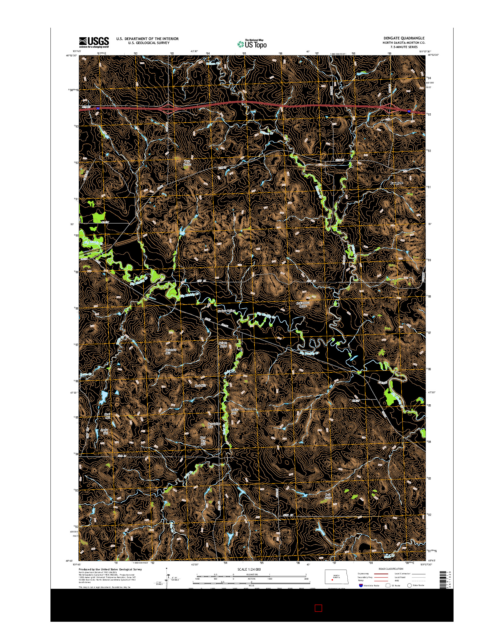 USGS US TOPO 7.5-MINUTE MAP FOR DENGATE, ND 2014