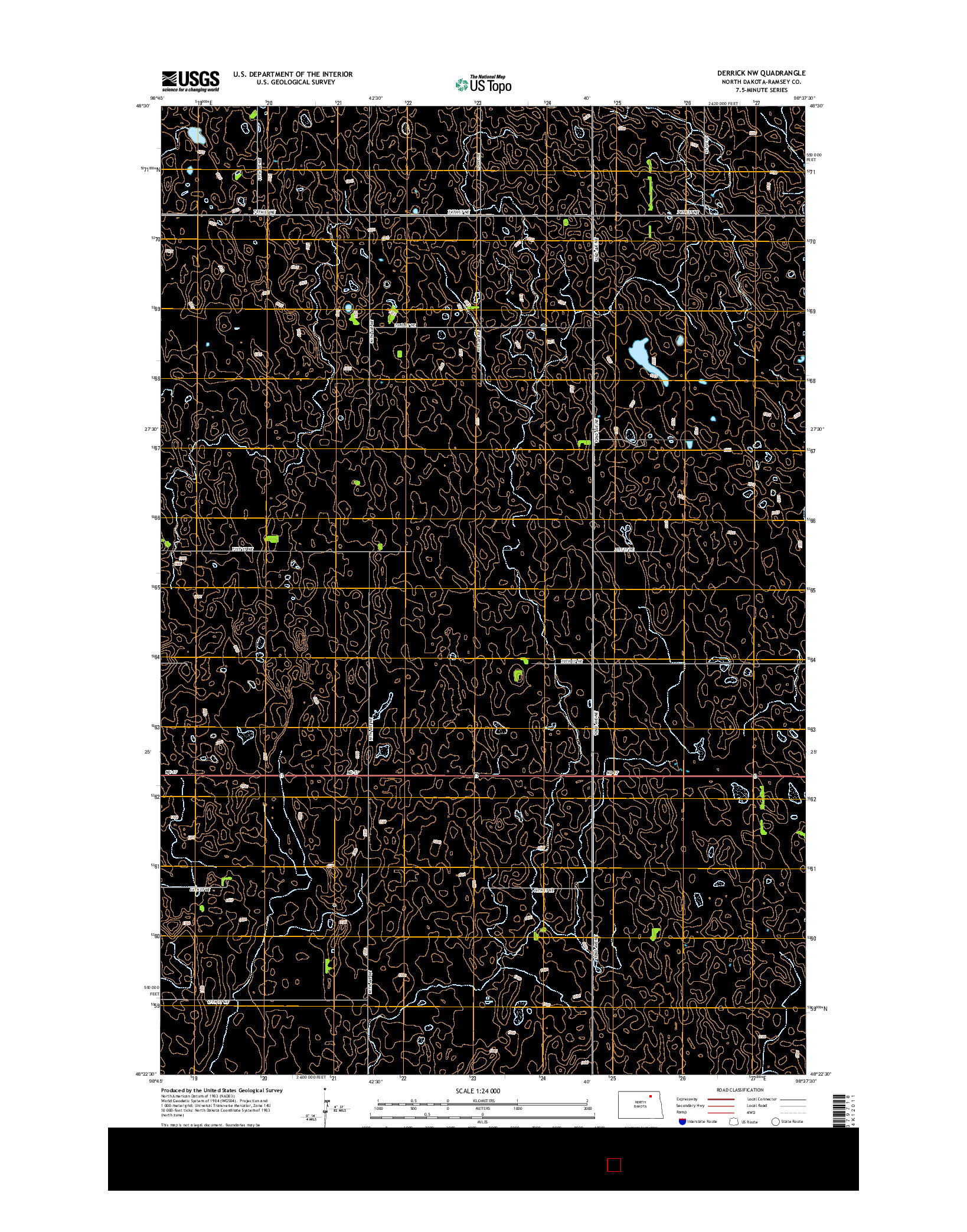 USGS US TOPO 7.5-MINUTE MAP FOR DERRICK NW, ND 2014