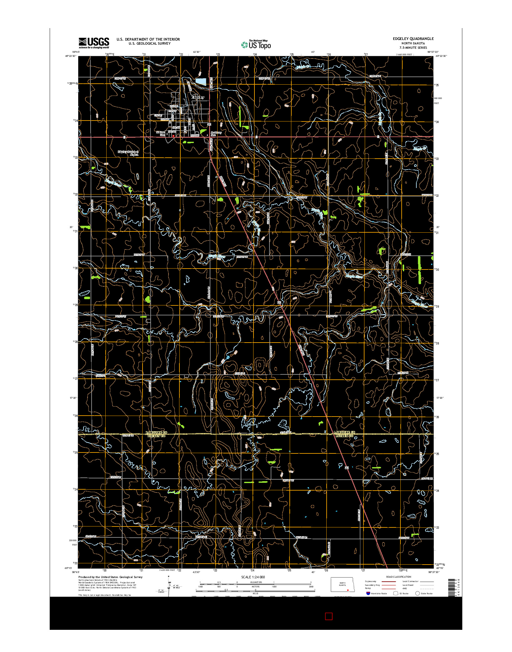 USGS US TOPO 7.5-MINUTE MAP FOR EDGELEY, ND 2014