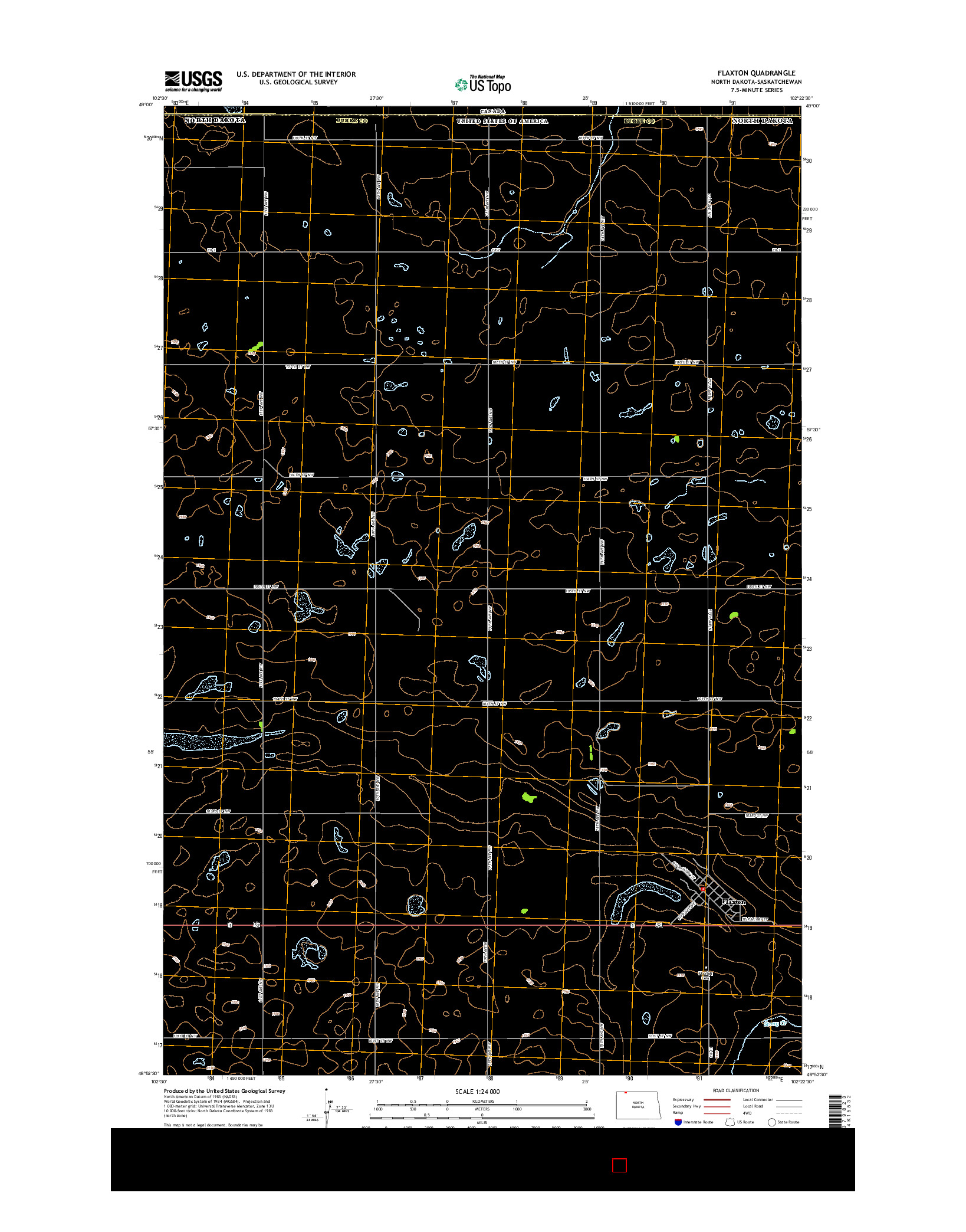 USGS US TOPO 7.5-MINUTE MAP FOR FLAXTON, ND-SK 2014