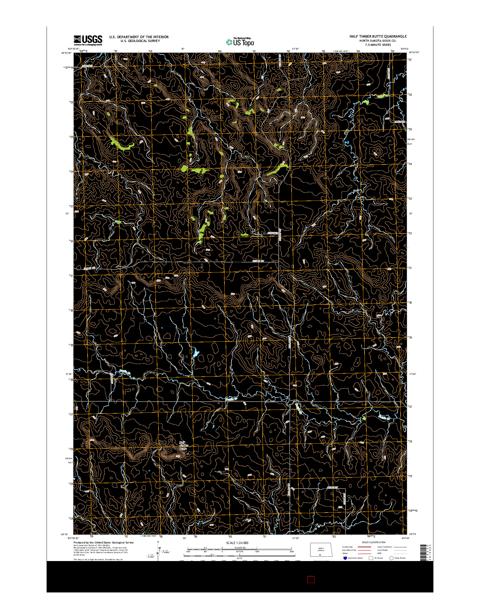 USGS US TOPO 7.5-MINUTE MAP FOR HALF TIMBER BUTTE, ND 2014