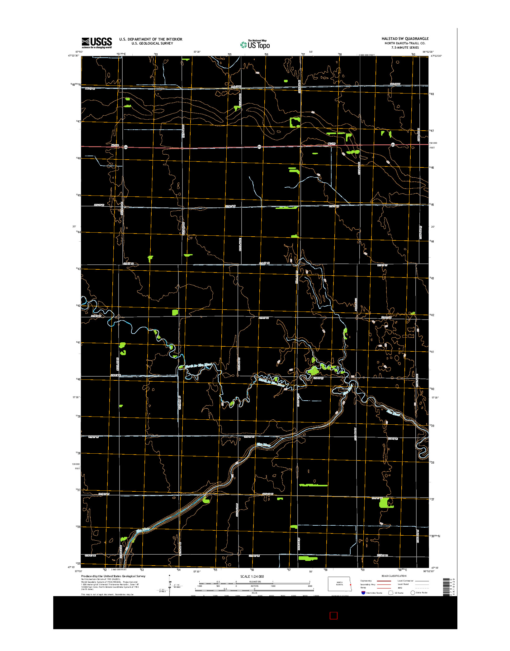 USGS US TOPO 7.5-MINUTE MAP FOR HALSTAD SW, ND 2014