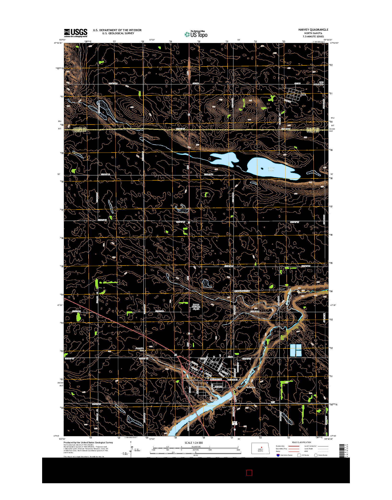 USGS US TOPO 7.5-MINUTE MAP FOR HARVEY, ND 2014