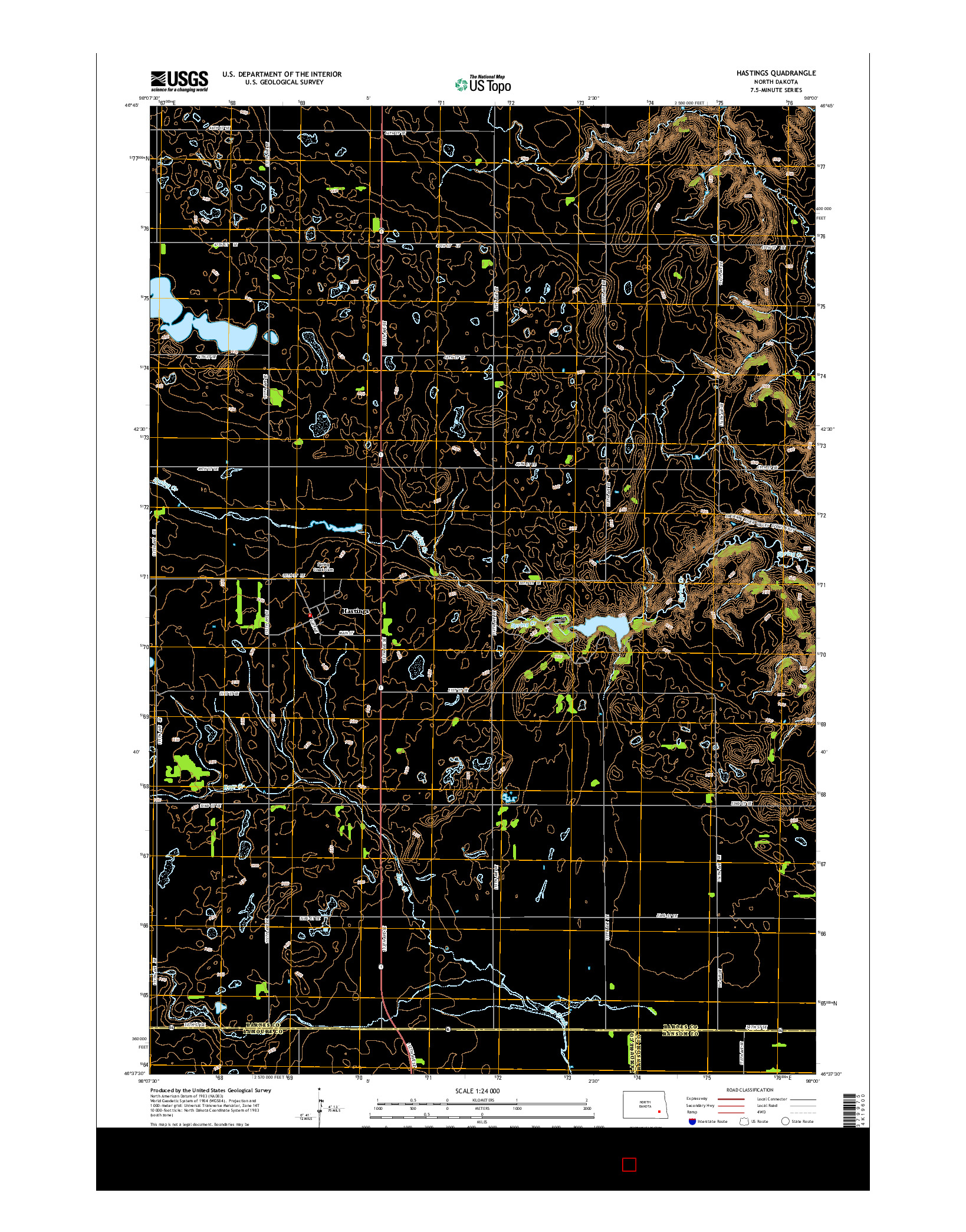 USGS US TOPO 7.5-MINUTE MAP FOR HASTINGS, ND 2014