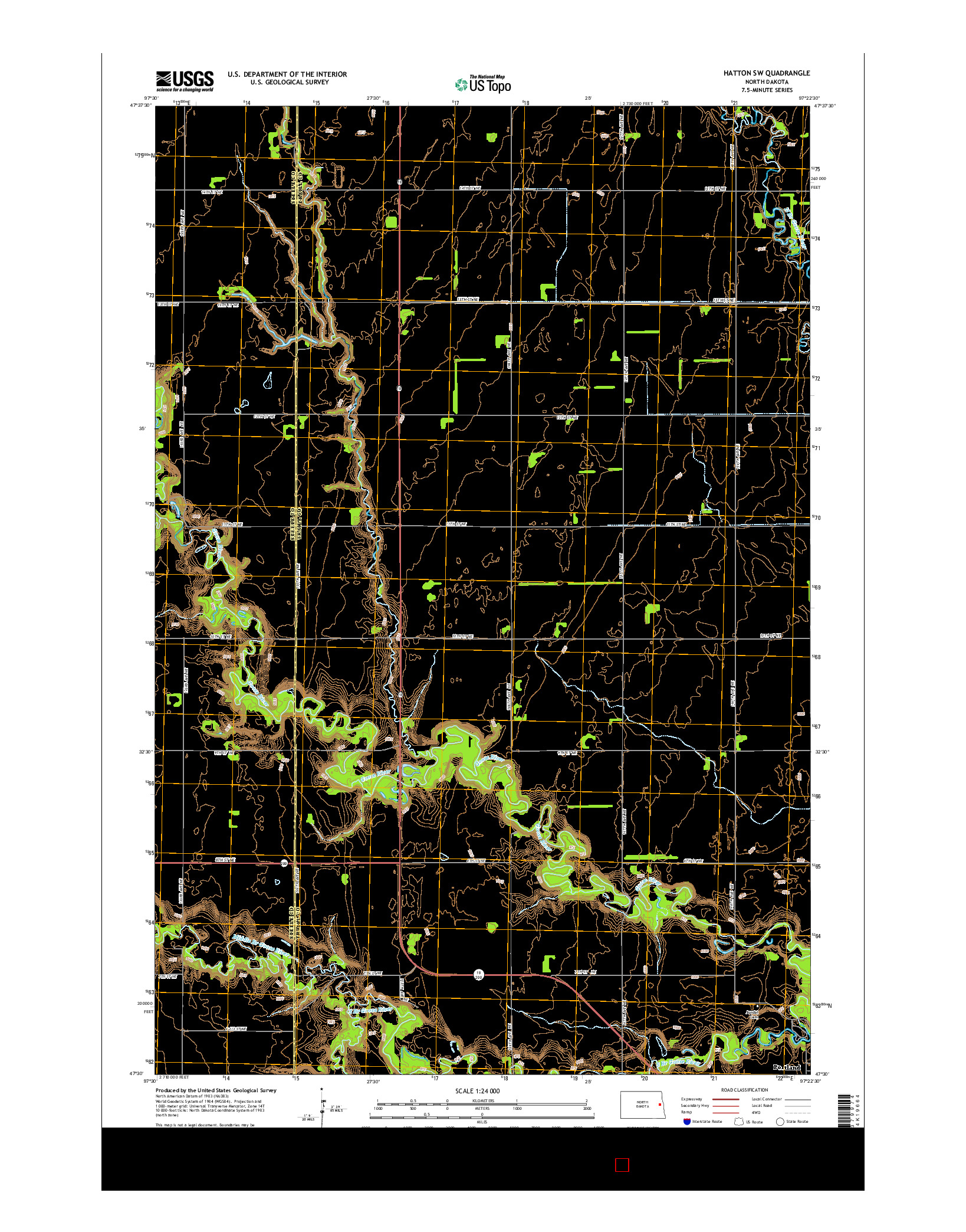 USGS US TOPO 7.5-MINUTE MAP FOR HATTON SW, ND 2014