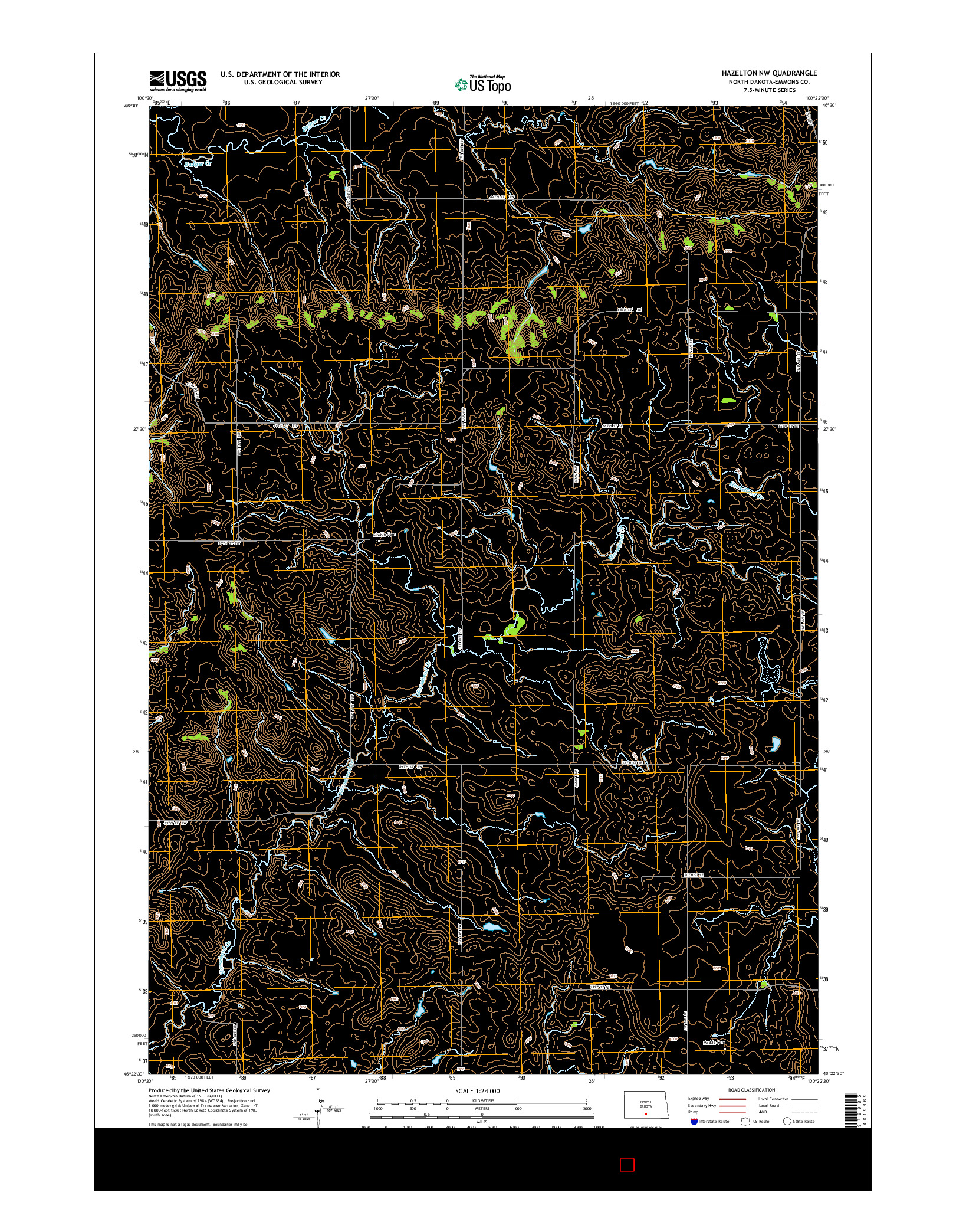 USGS US TOPO 7.5-MINUTE MAP FOR HAZELTON NW, ND 2014
