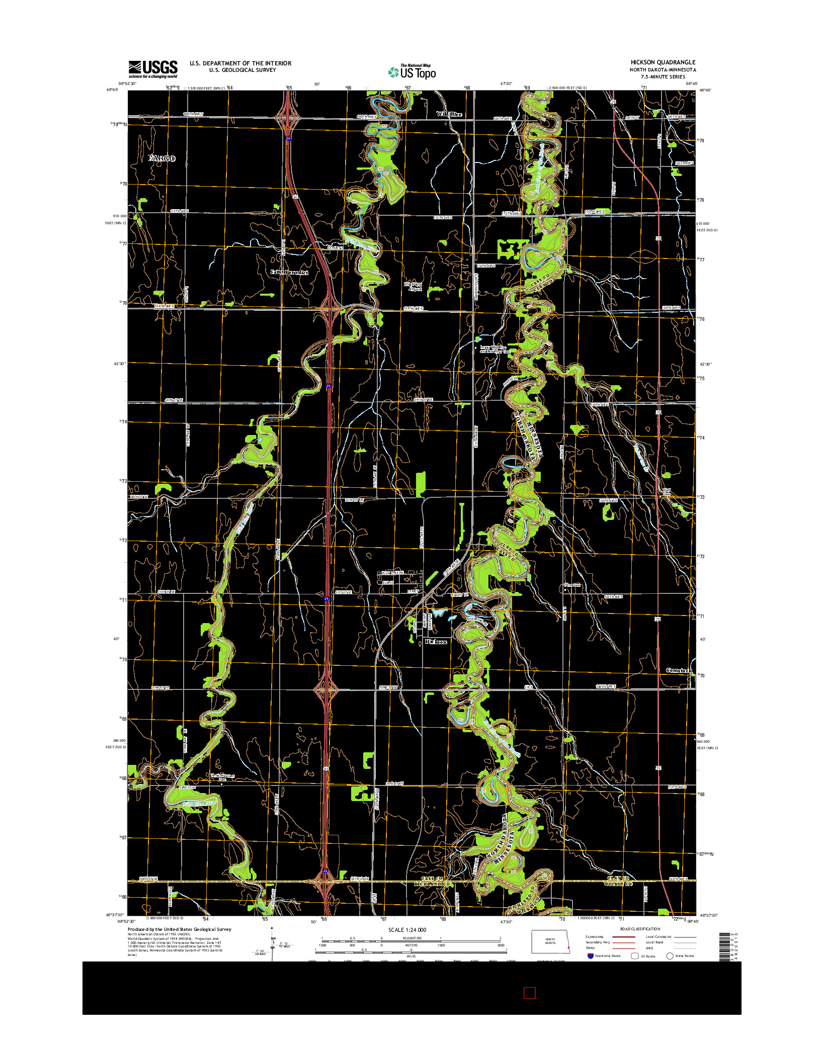 USGS US TOPO 7.5-MINUTE MAP FOR HICKSON, ND-MN 2014