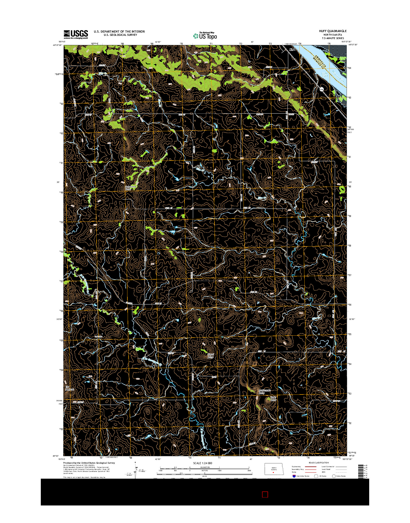 USGS US TOPO 7.5-MINUTE MAP FOR HUFF, ND 2014