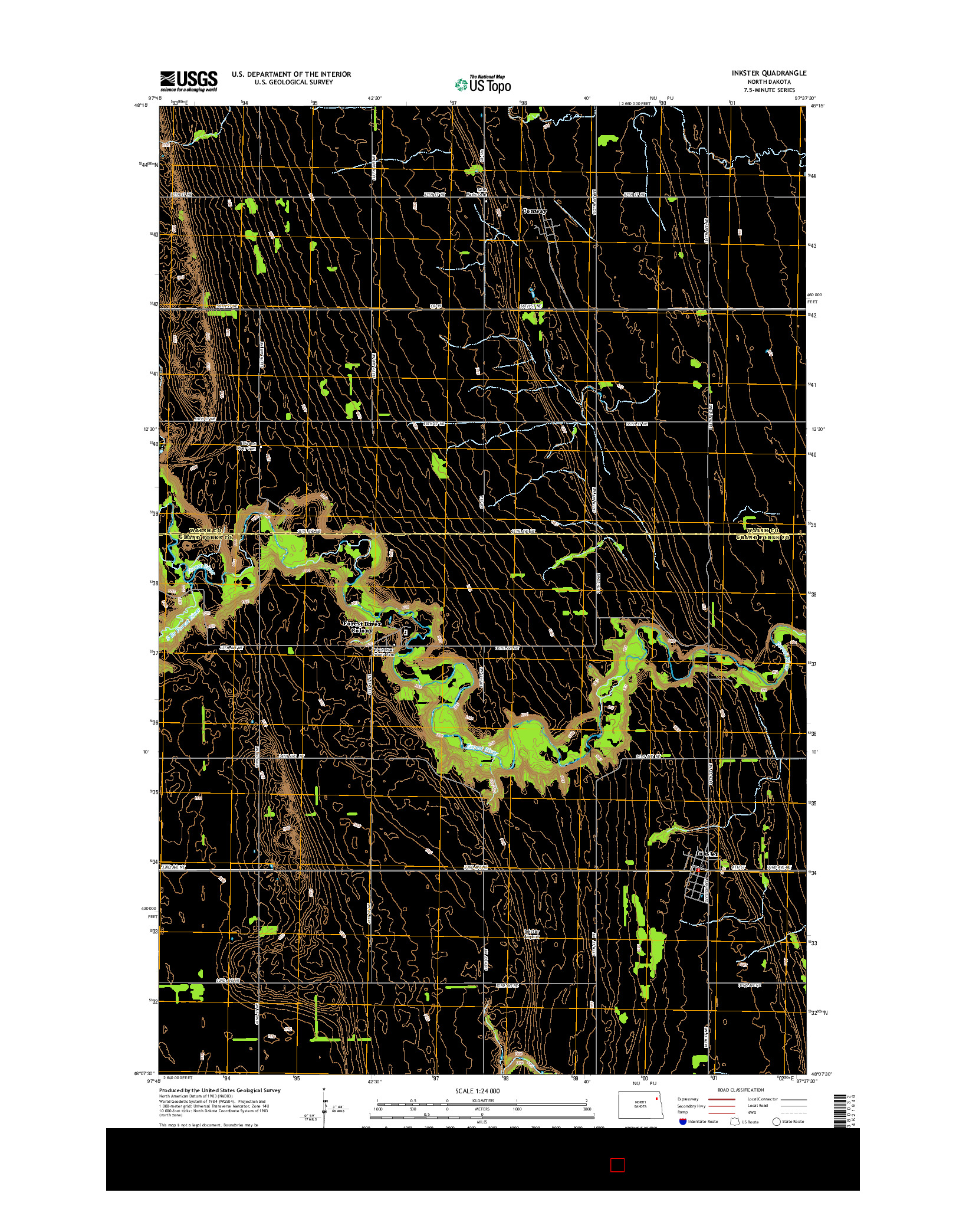 USGS US TOPO 7.5-MINUTE MAP FOR INKSTER, ND 2014