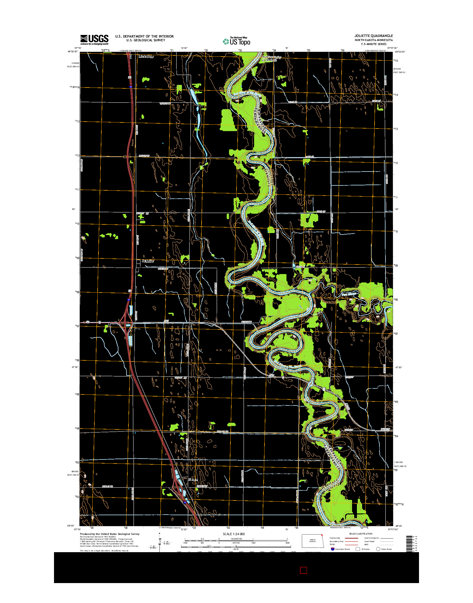 USGS US TOPO 7.5-MINUTE MAP FOR JOLIETTE, ND-MN 2014
