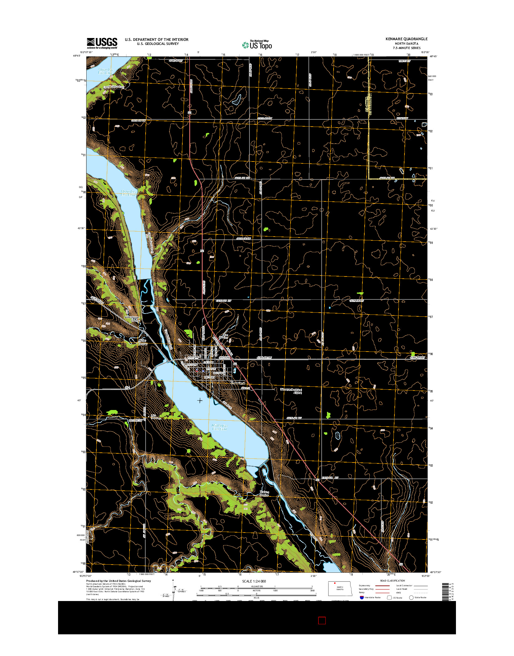 USGS US TOPO 7.5-MINUTE MAP FOR KENMARE, ND 2014