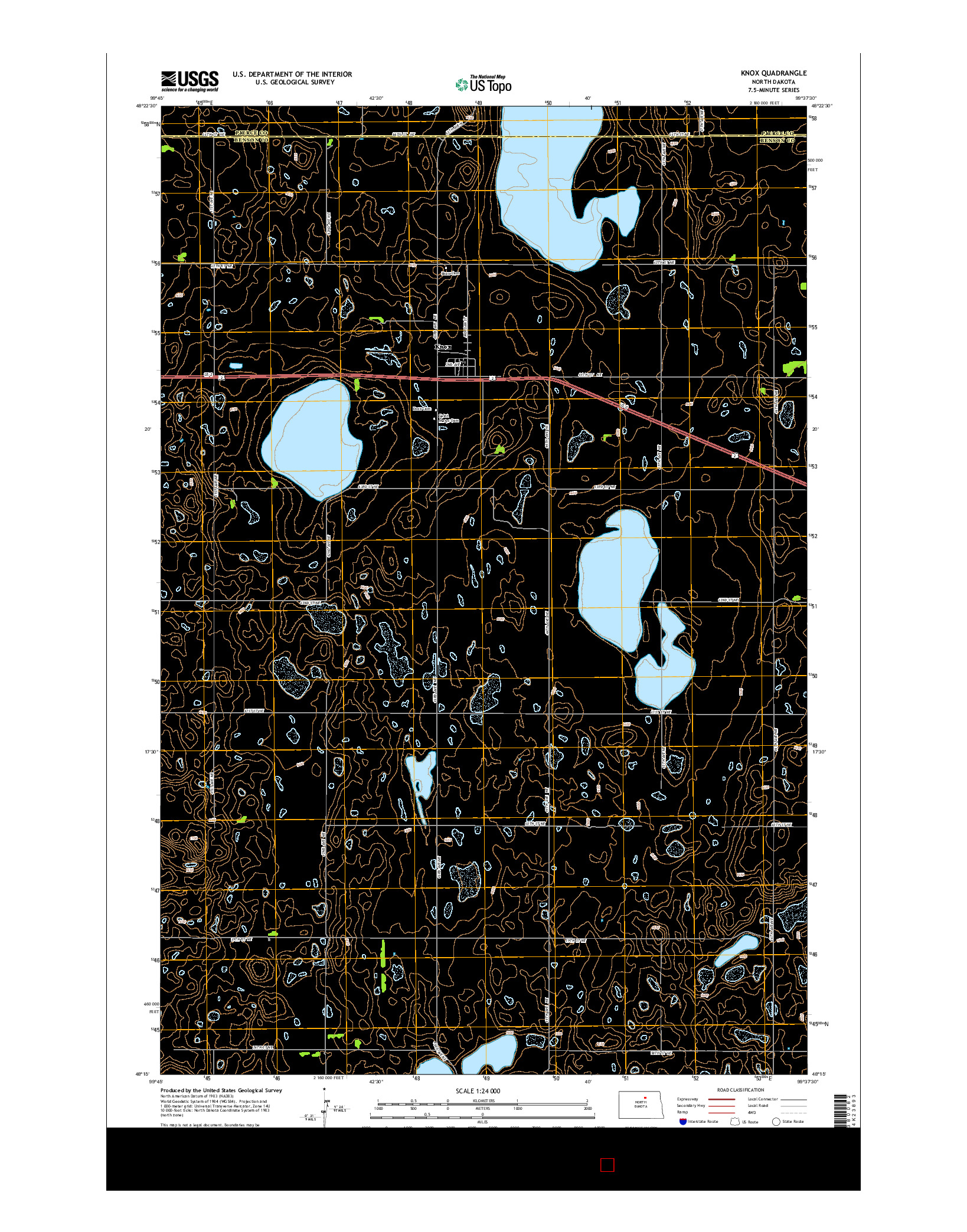 USGS US TOPO 7.5-MINUTE MAP FOR KNOX, ND 2014