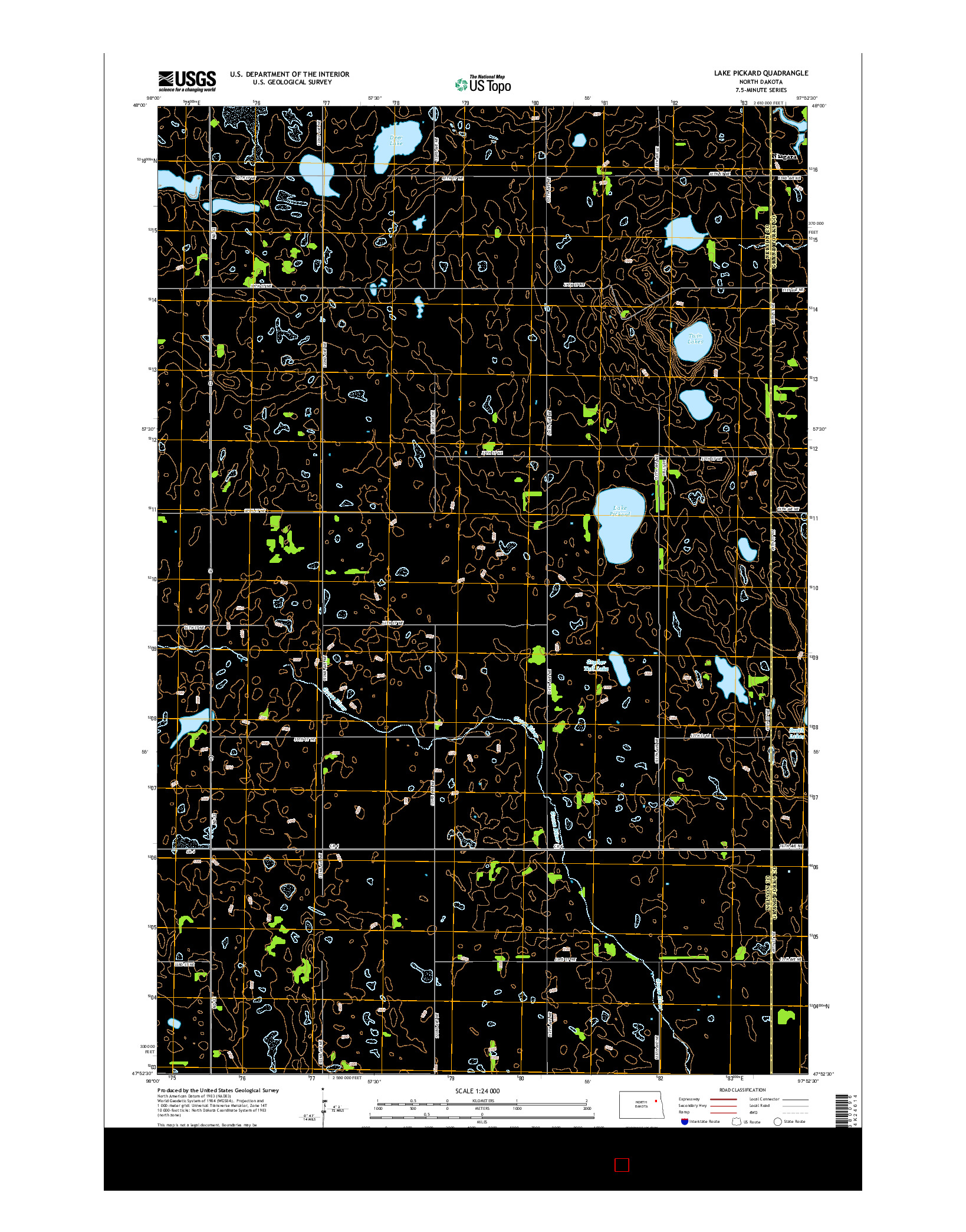 USGS US TOPO 7.5-MINUTE MAP FOR LAKE PICKARD, ND 2014