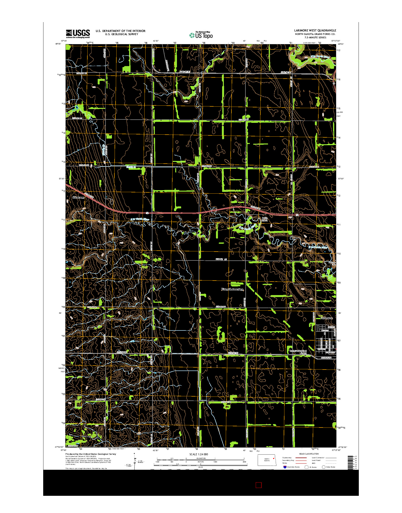 USGS US TOPO 7.5-MINUTE MAP FOR LARIMORE WEST, ND 2014