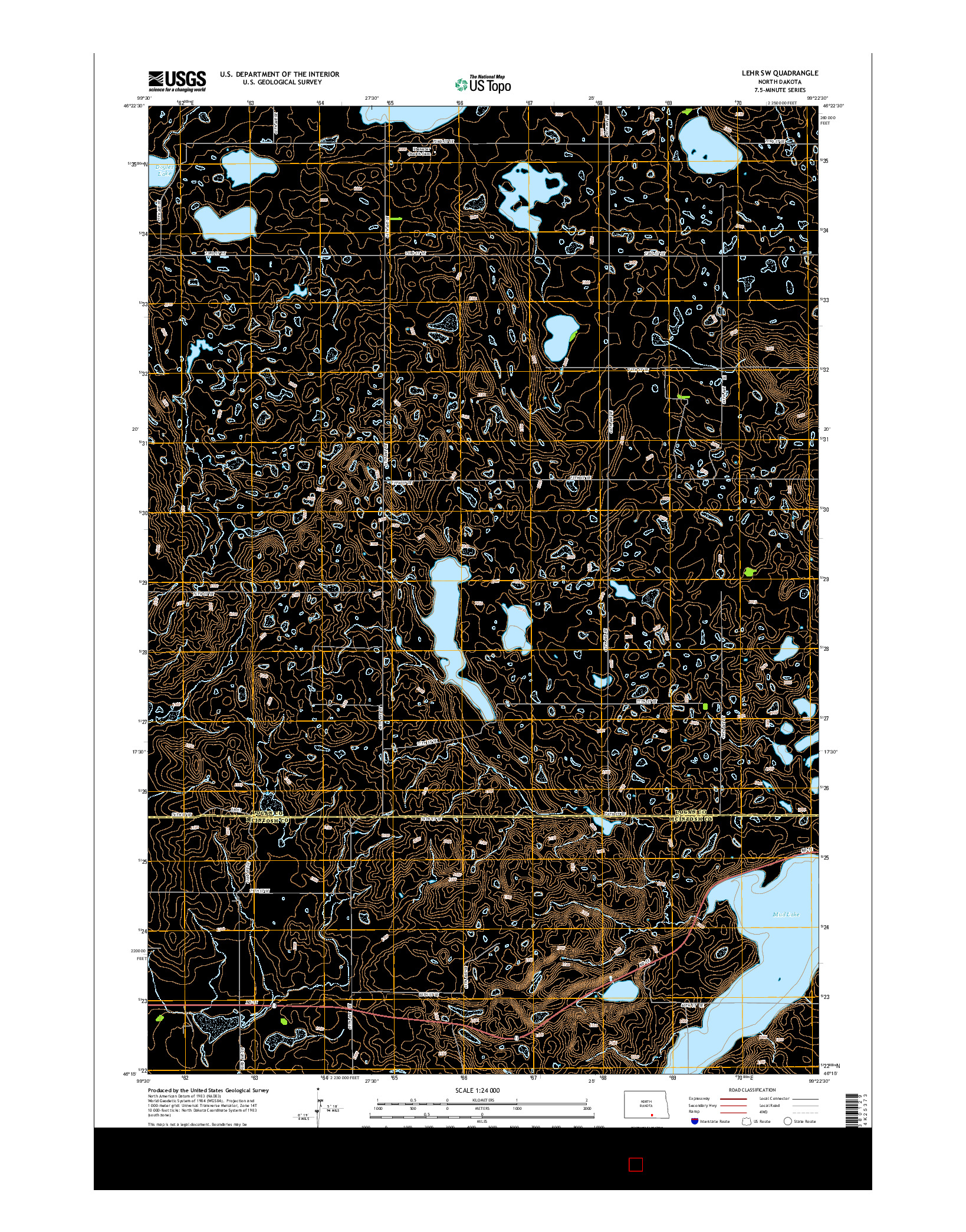 USGS US TOPO 7.5-MINUTE MAP FOR LEHR SW, ND 2014