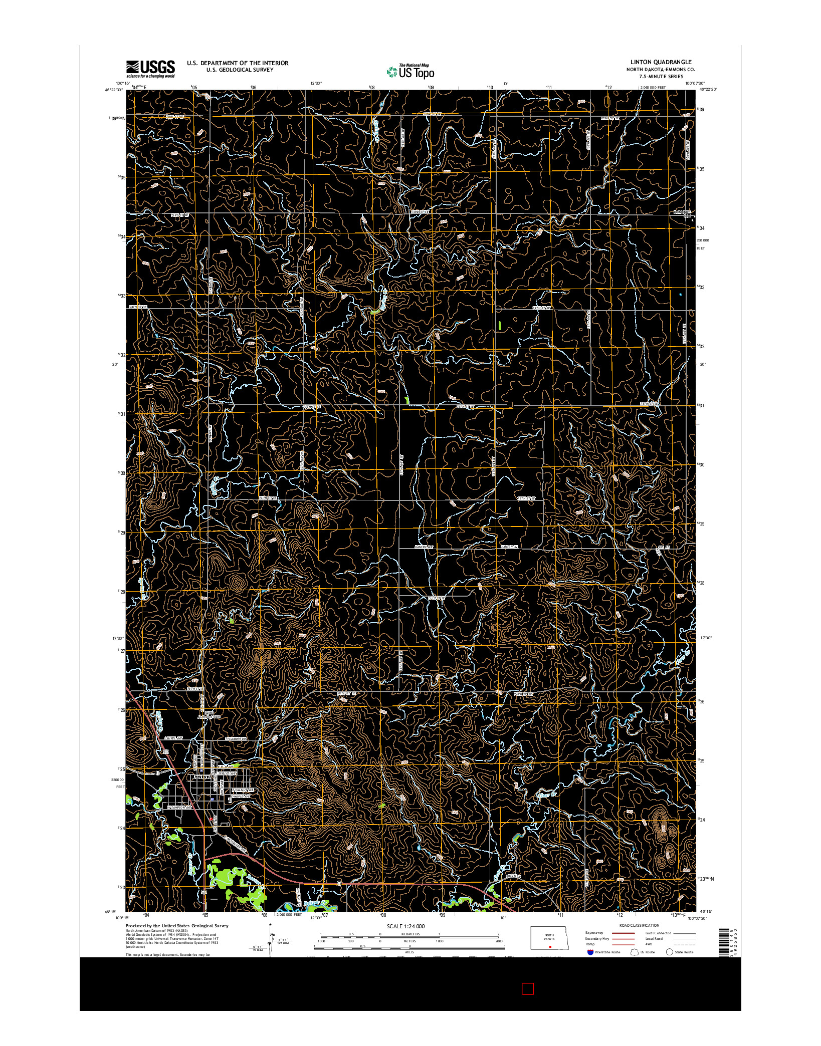 USGS US TOPO 7.5-MINUTE MAP FOR LINTON, ND 2014