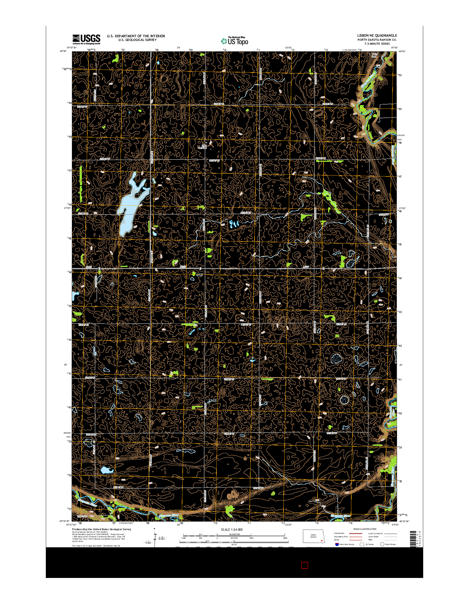 USGS US TOPO 7.5-MINUTE MAP FOR LISBON NE, ND 2014
