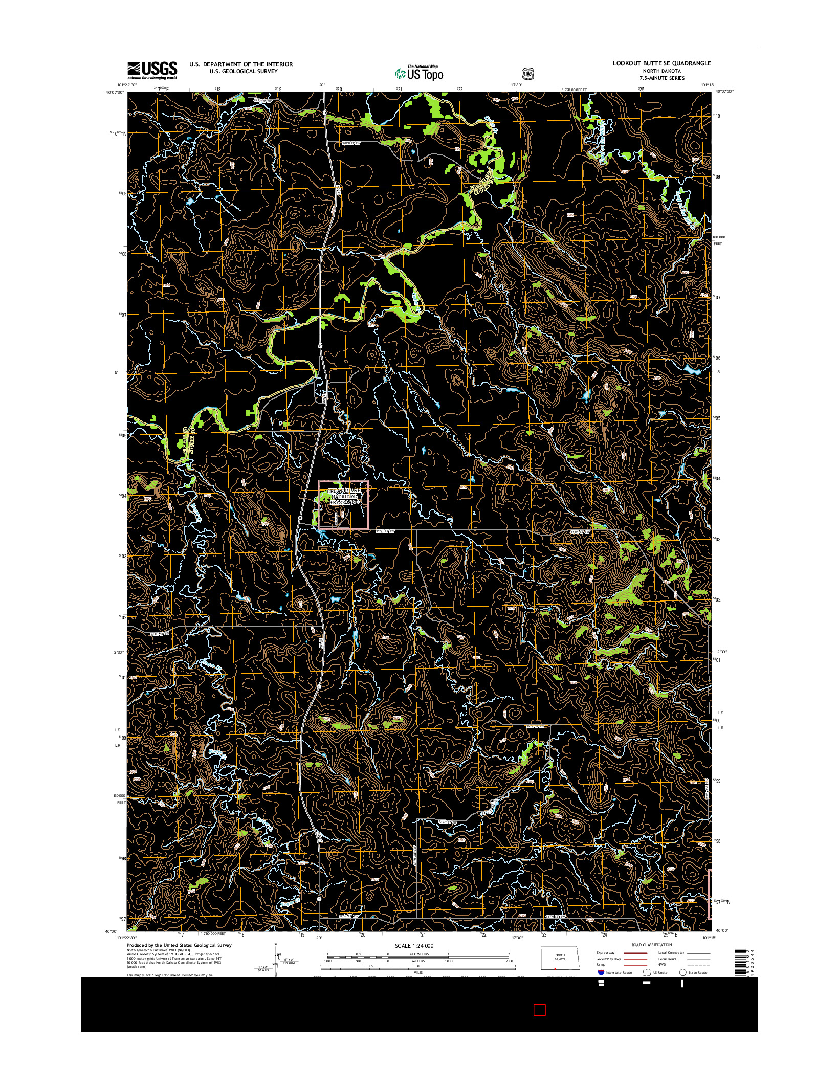 USGS US TOPO 7.5-MINUTE MAP FOR LOOKOUT BUTTE SE, ND 2014