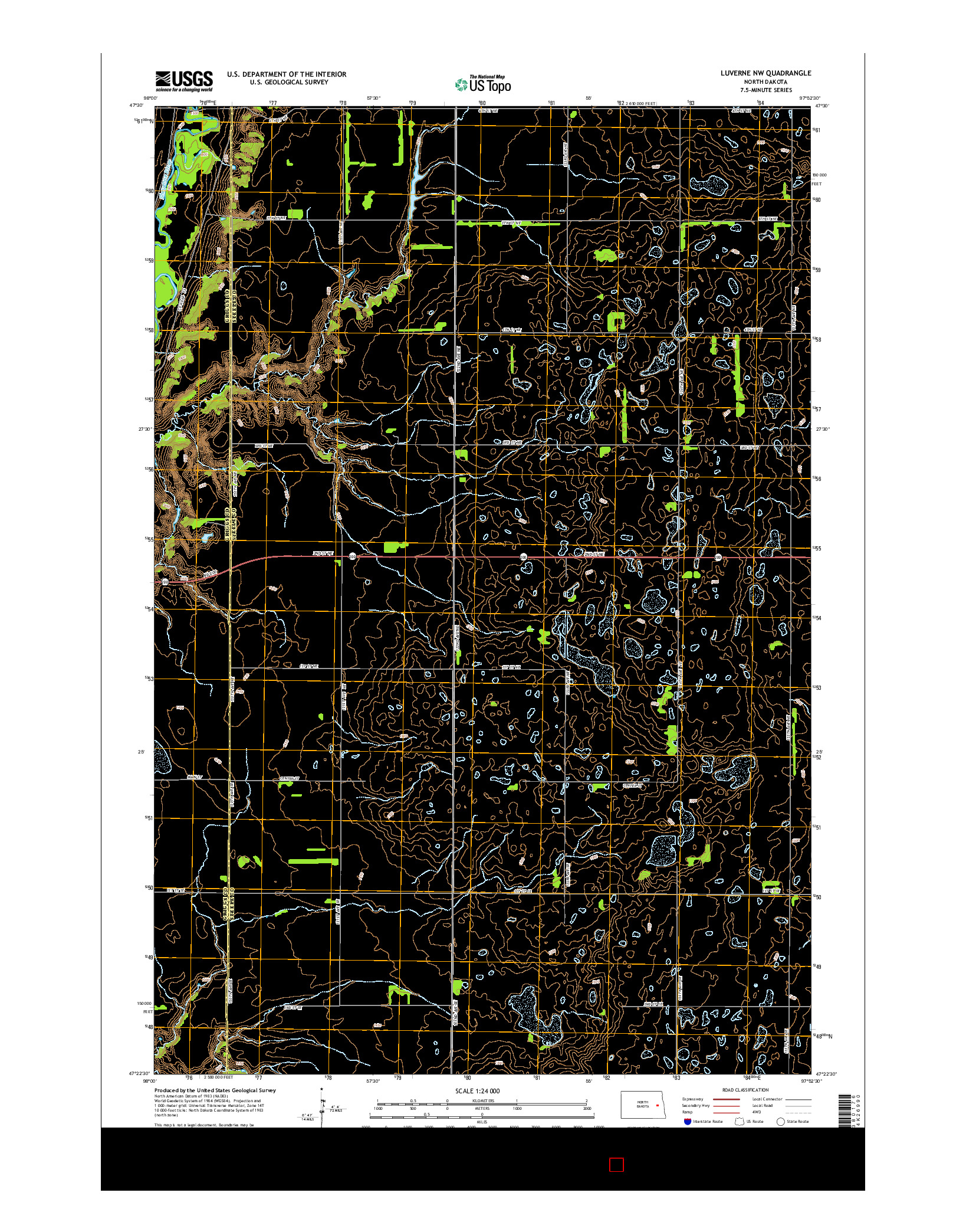 USGS US TOPO 7.5-MINUTE MAP FOR LUVERNE NW, ND 2014